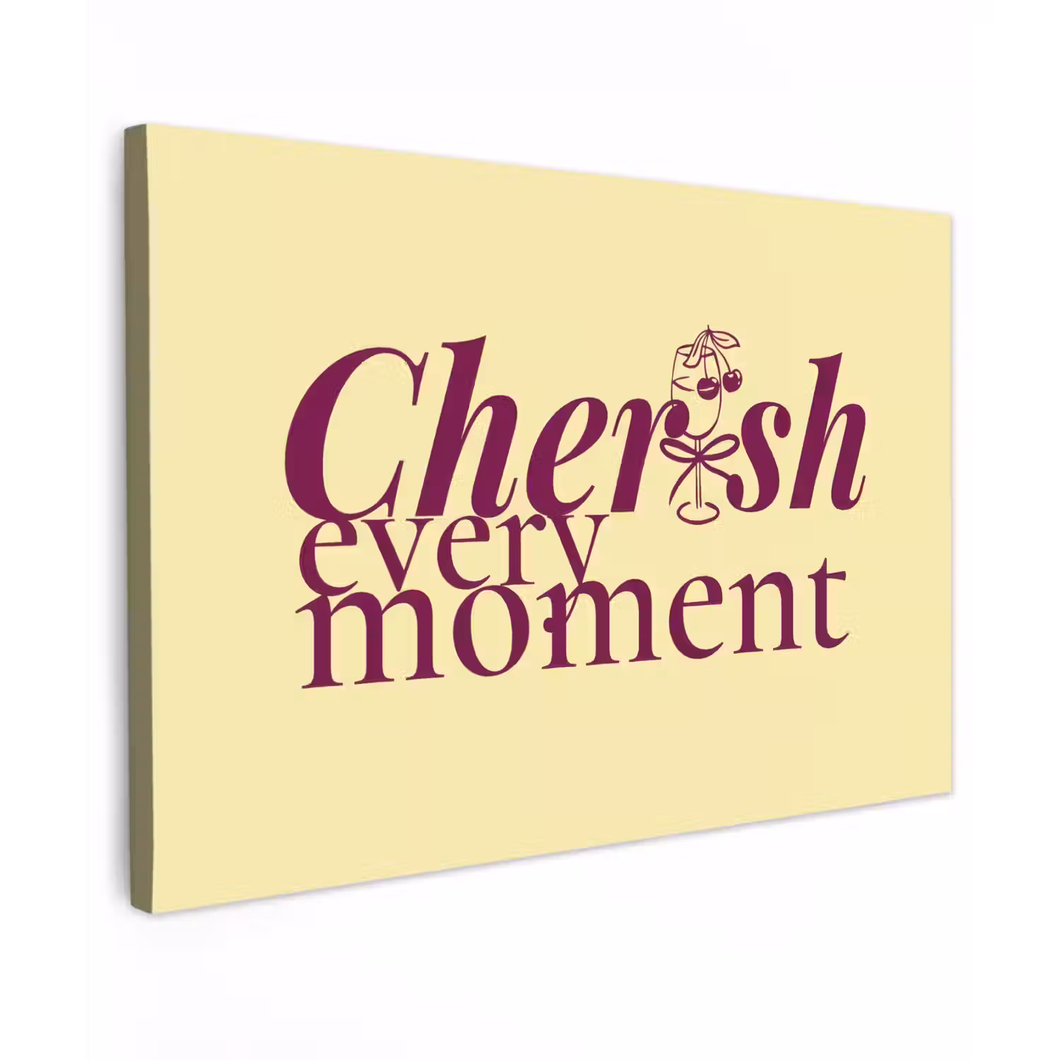 Cherish every moment - Cocktailglas - Geel canvas 2cm klein -z3d