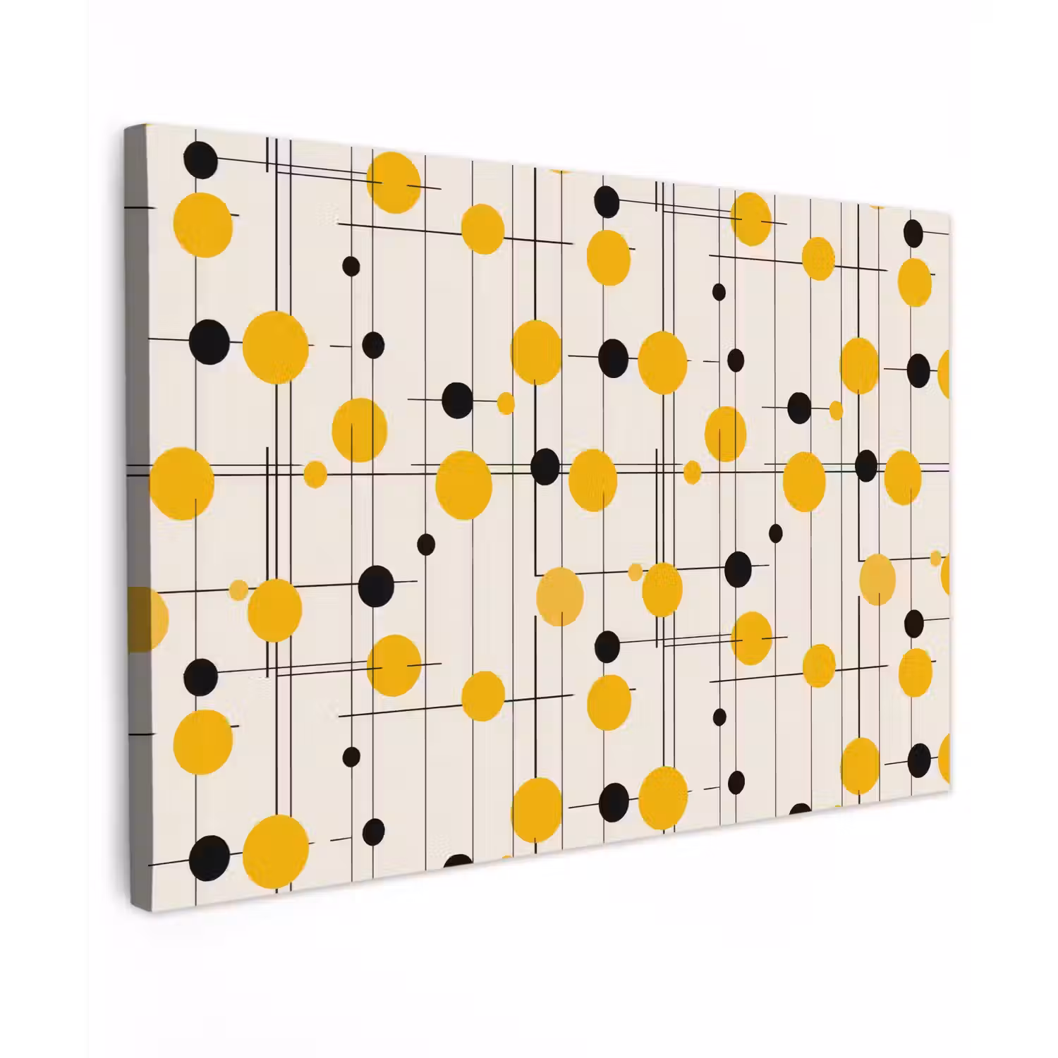 Geometrisch - Retro - Lijnen - Okergeel - Zwart canvas 2cm klein 34 -z3d