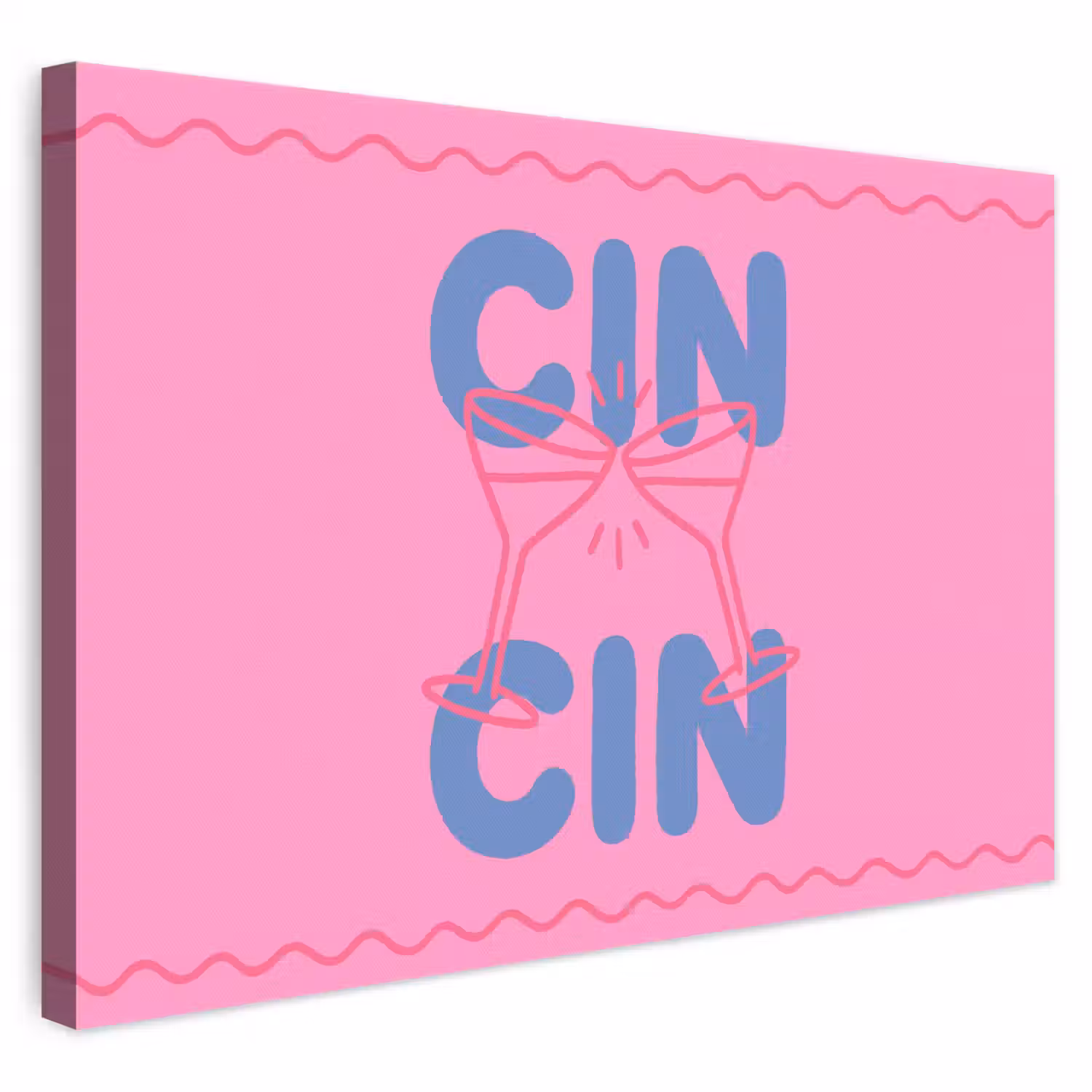 Drank - Glazen - Proost - Modern - Roze canvas 2cm klein -3d