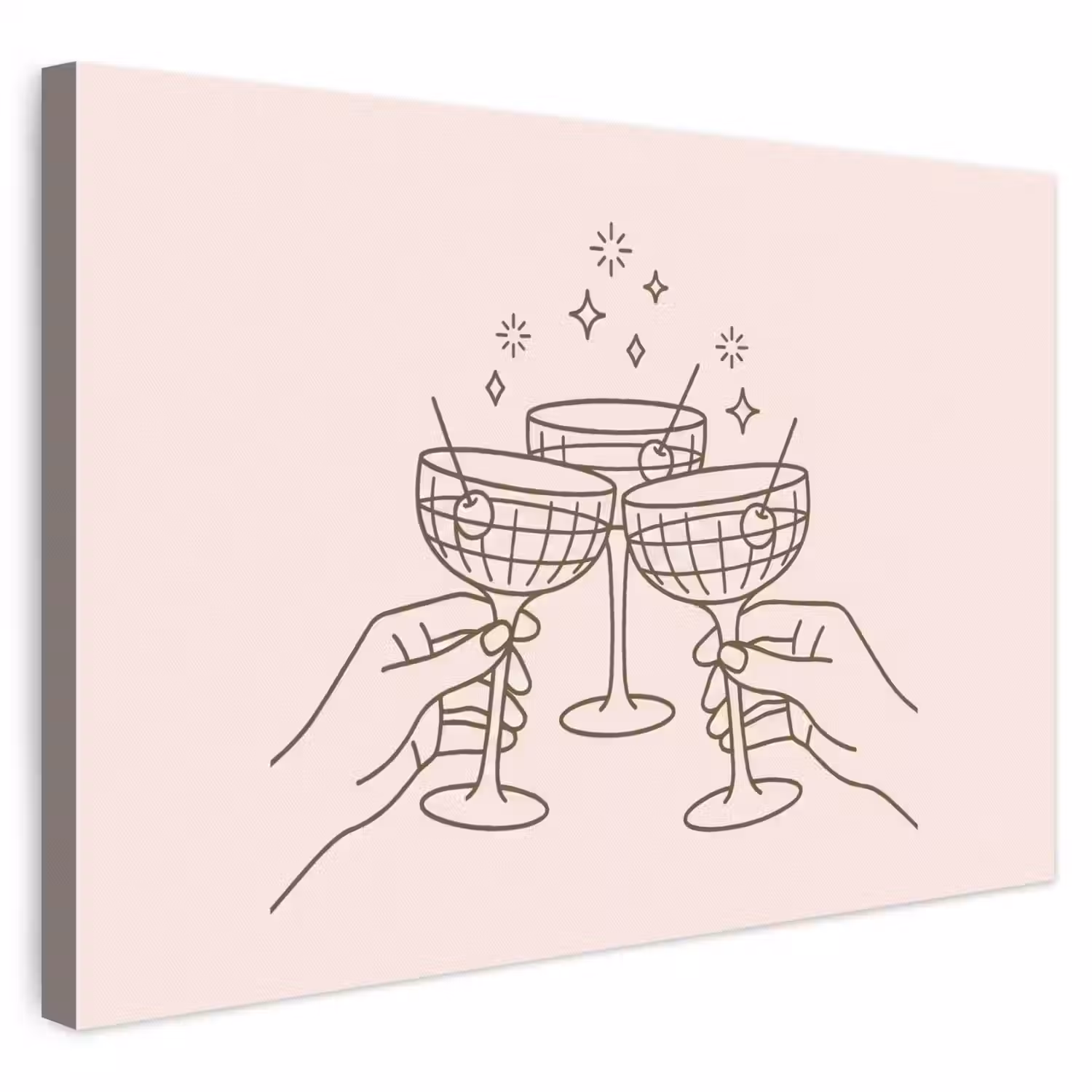 Drankjes - Feest - Proosten - Minimalistisch - Groen canvas 2cm klein -3d