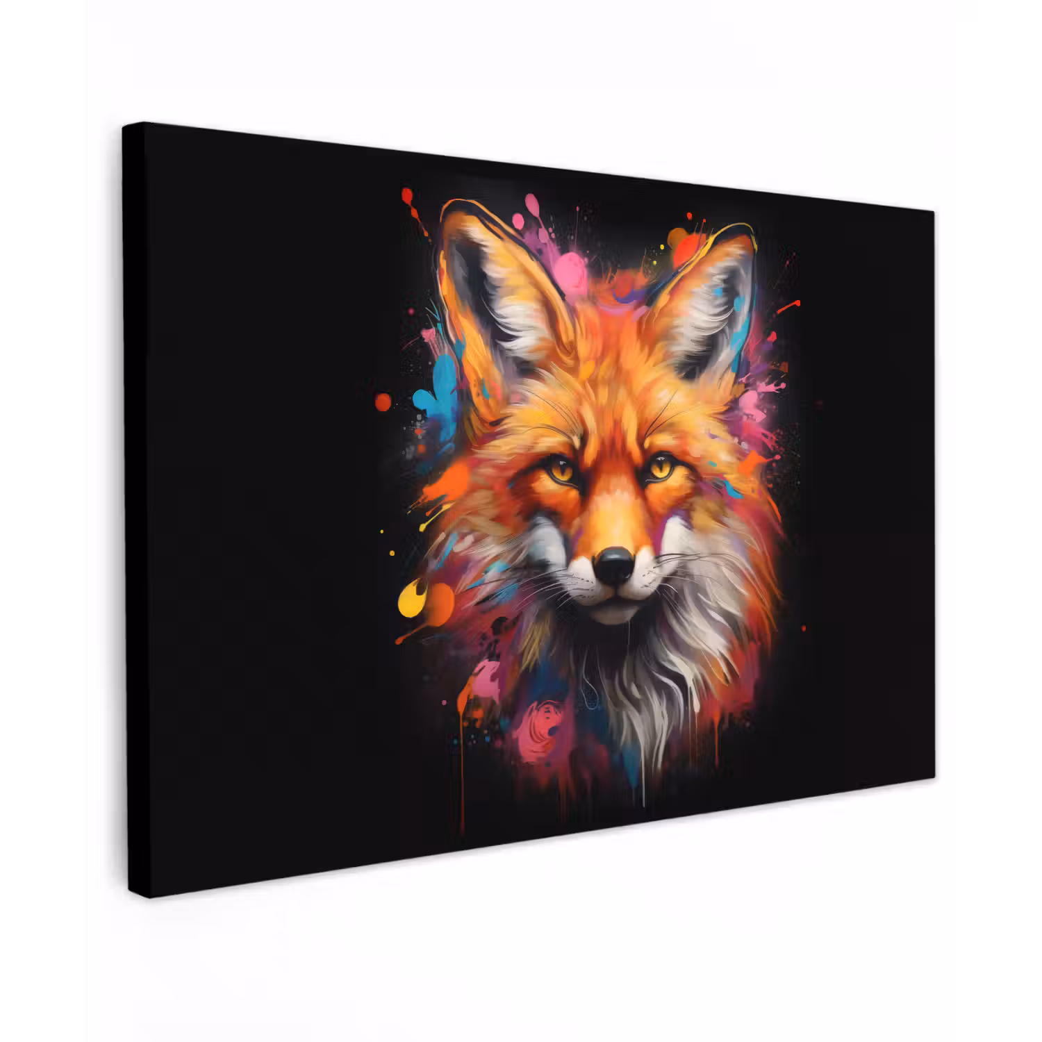 Graffiti - Vos - Zwart - Pop art canvas 2cm klein -z3d