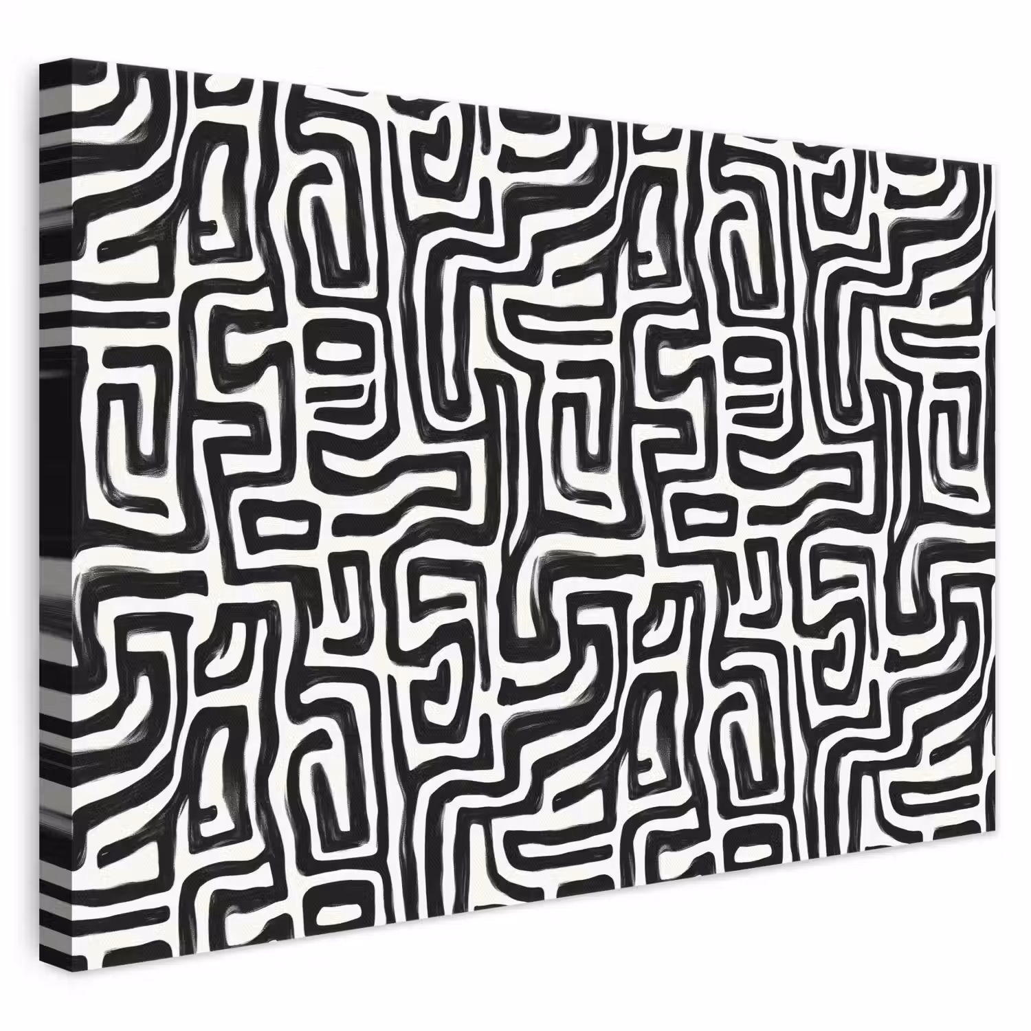 Grafisch - Lijnen - Zwart - Wit canvas 2cm klein 34 -3d