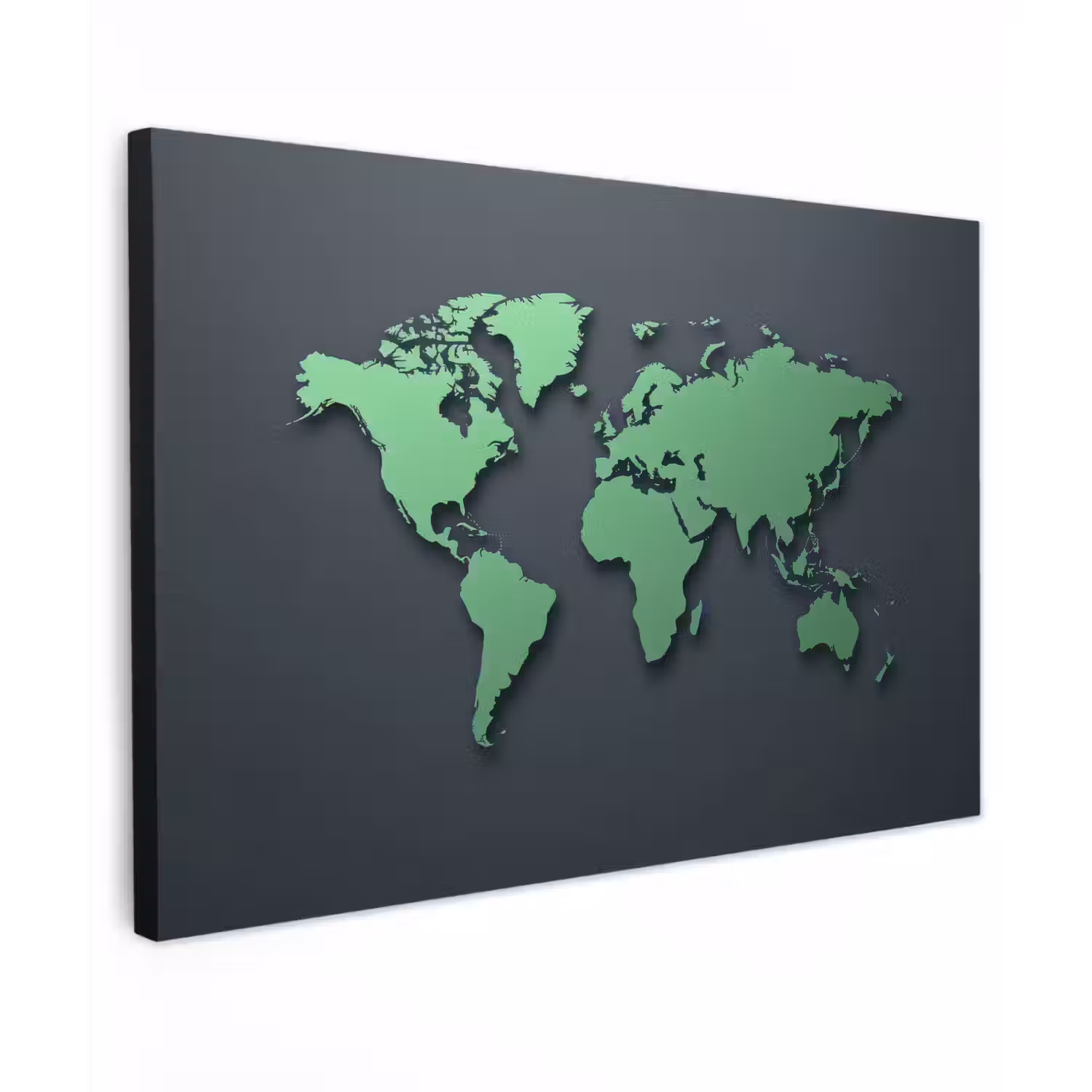Grijs - Wereldkaart - Groen canvas 2cm klein -z3d