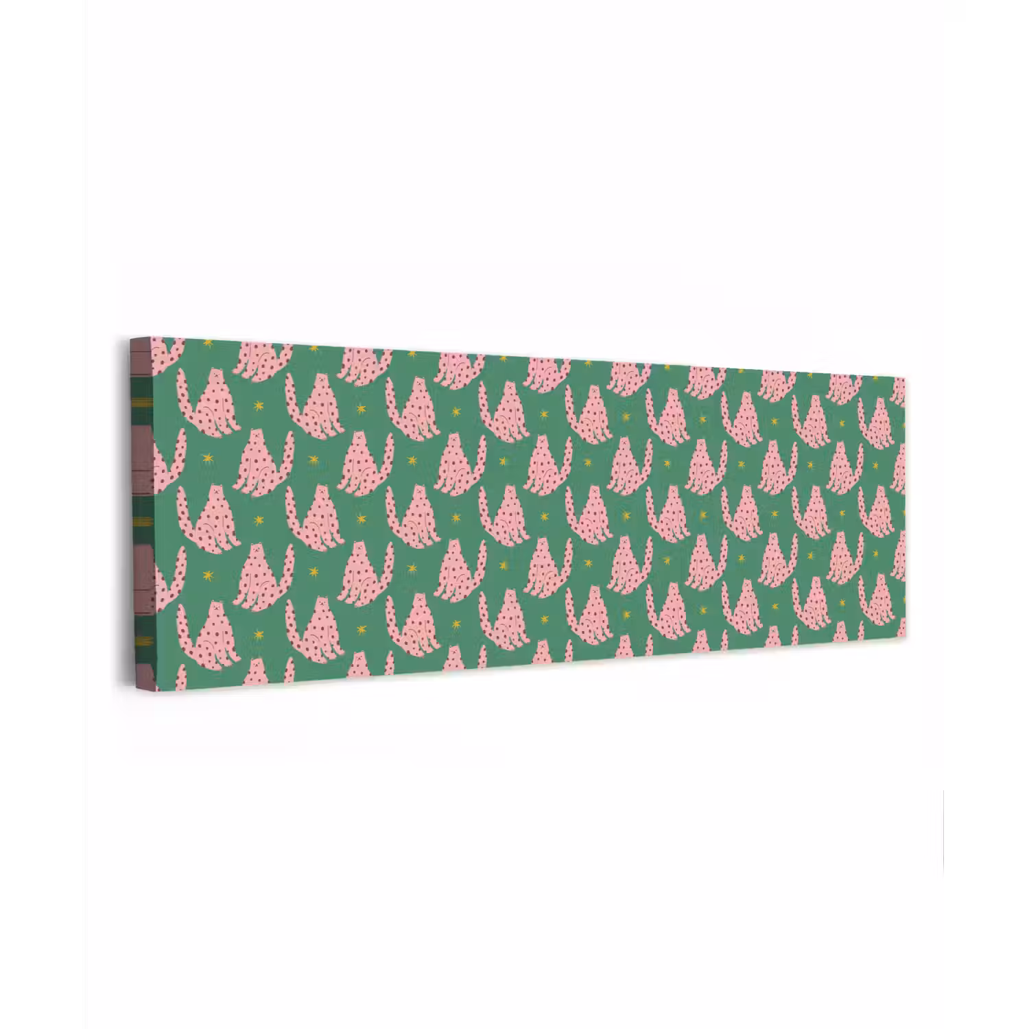 Groen - Katten - Stippen - Sterren canvas 2cm klein 828 -z3d