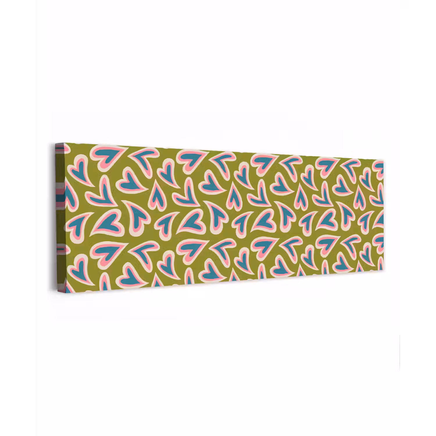 Groen - Retro - Hartjes - Patroon canvas 2cm klein 828 -z3d