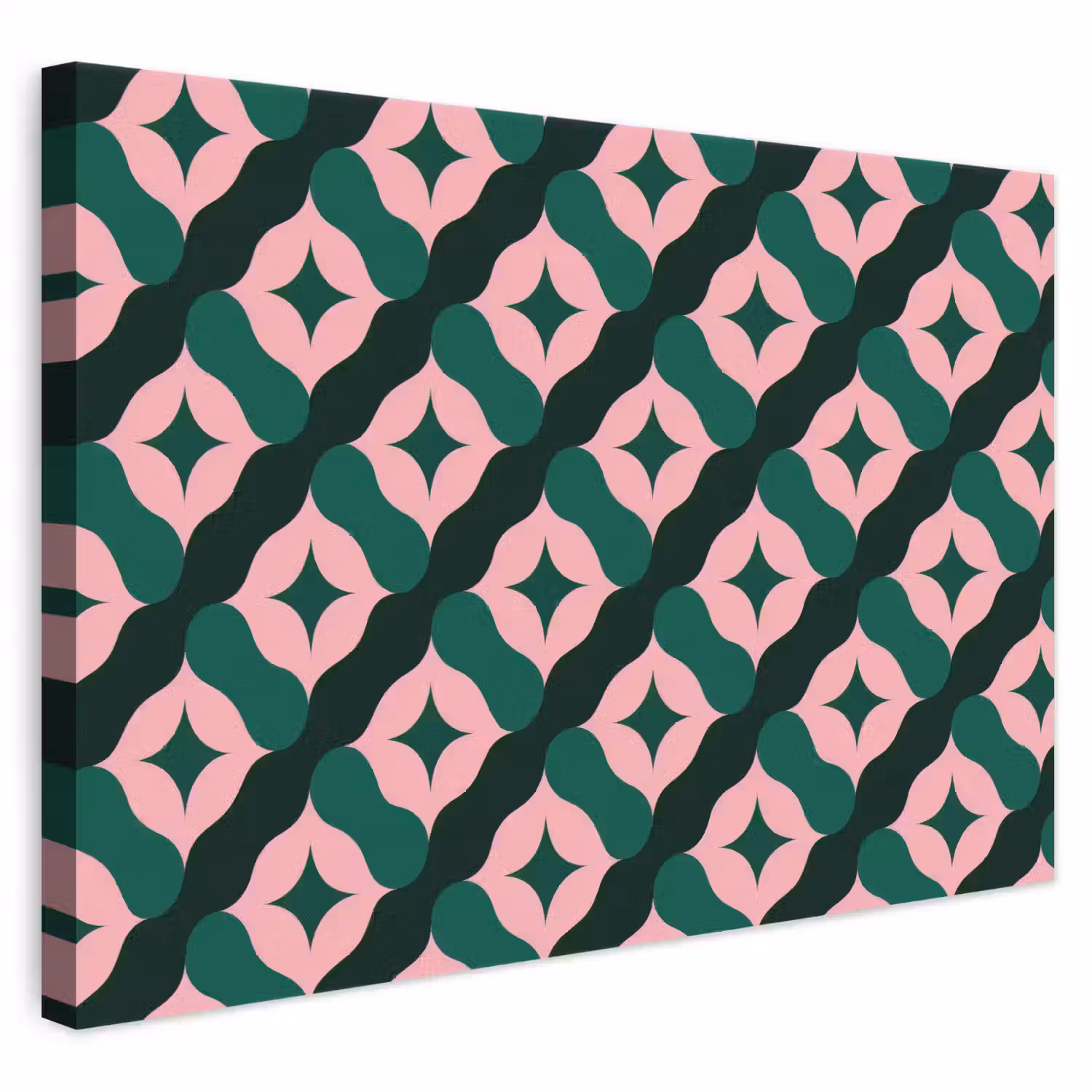 Groen - Roze - Retro - Sterren canvas 2cm klein 34 -3d