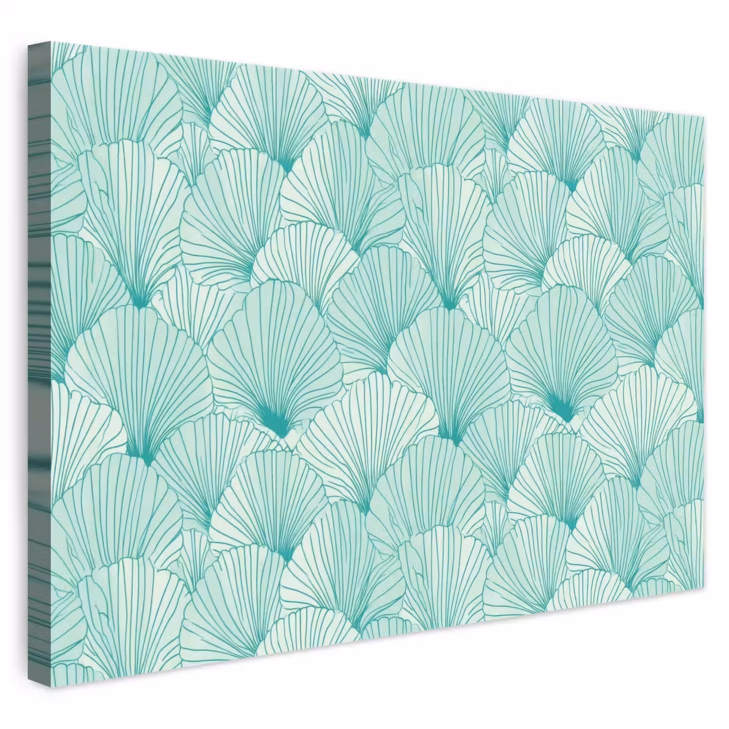Groen - Wit - Ginko - Getekend - Textuur canvas 2cm klein 34 -3d
