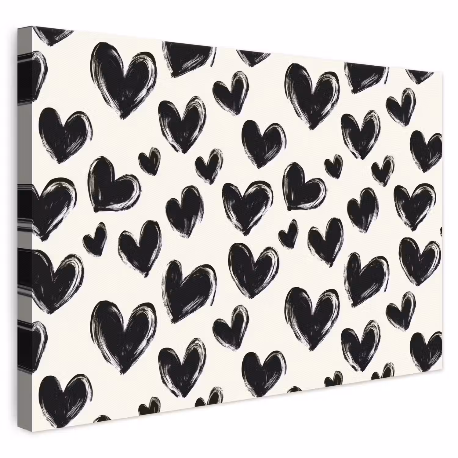 Hartjes - Patroon - Zwart canvas 2cm klein 34 -3d