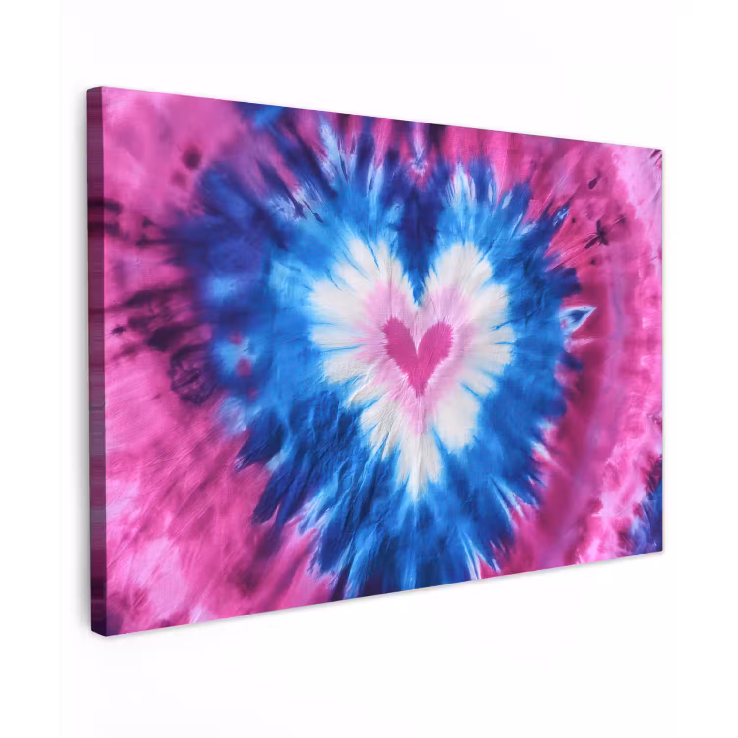 Hartvormig - Tie dye - Paars canvas 2cm klein -z3d