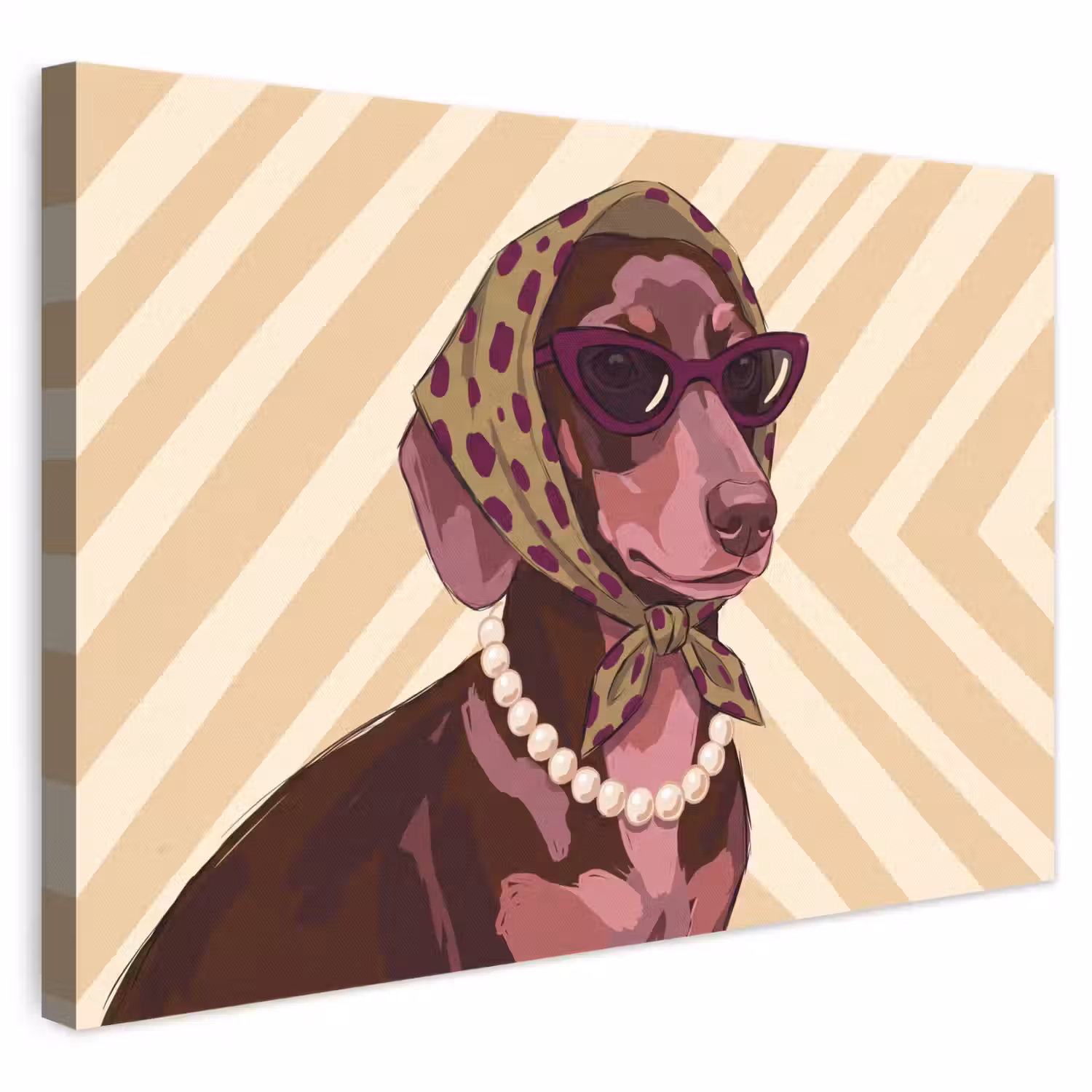 Hond - Zonnebril - Hoofddoek - Dieren - Modern canvas 2cm klein -3d