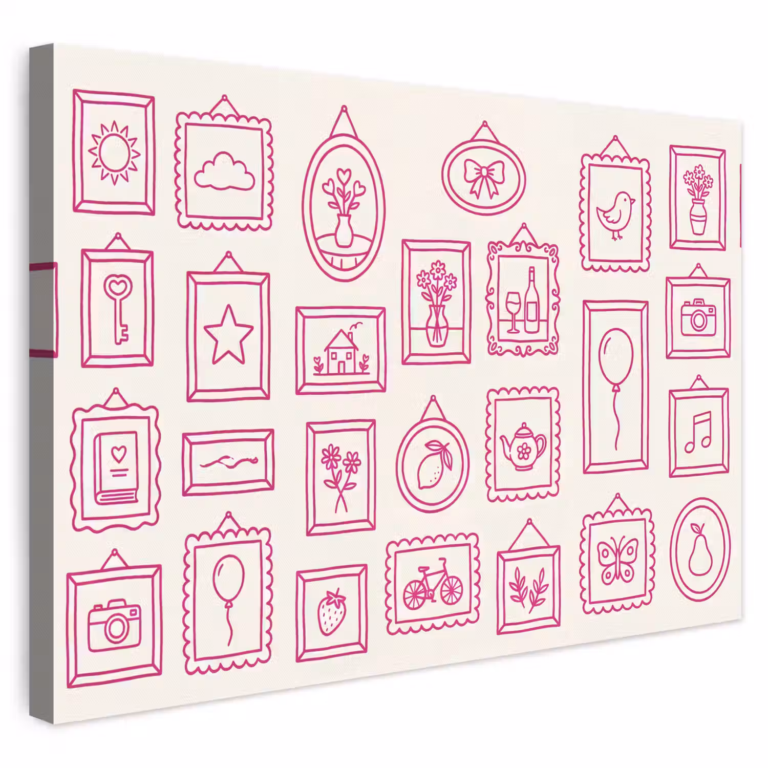 Illustratie - Collectie - Kunst - Minimalistisch - Roze canvas 2cm klein -3d