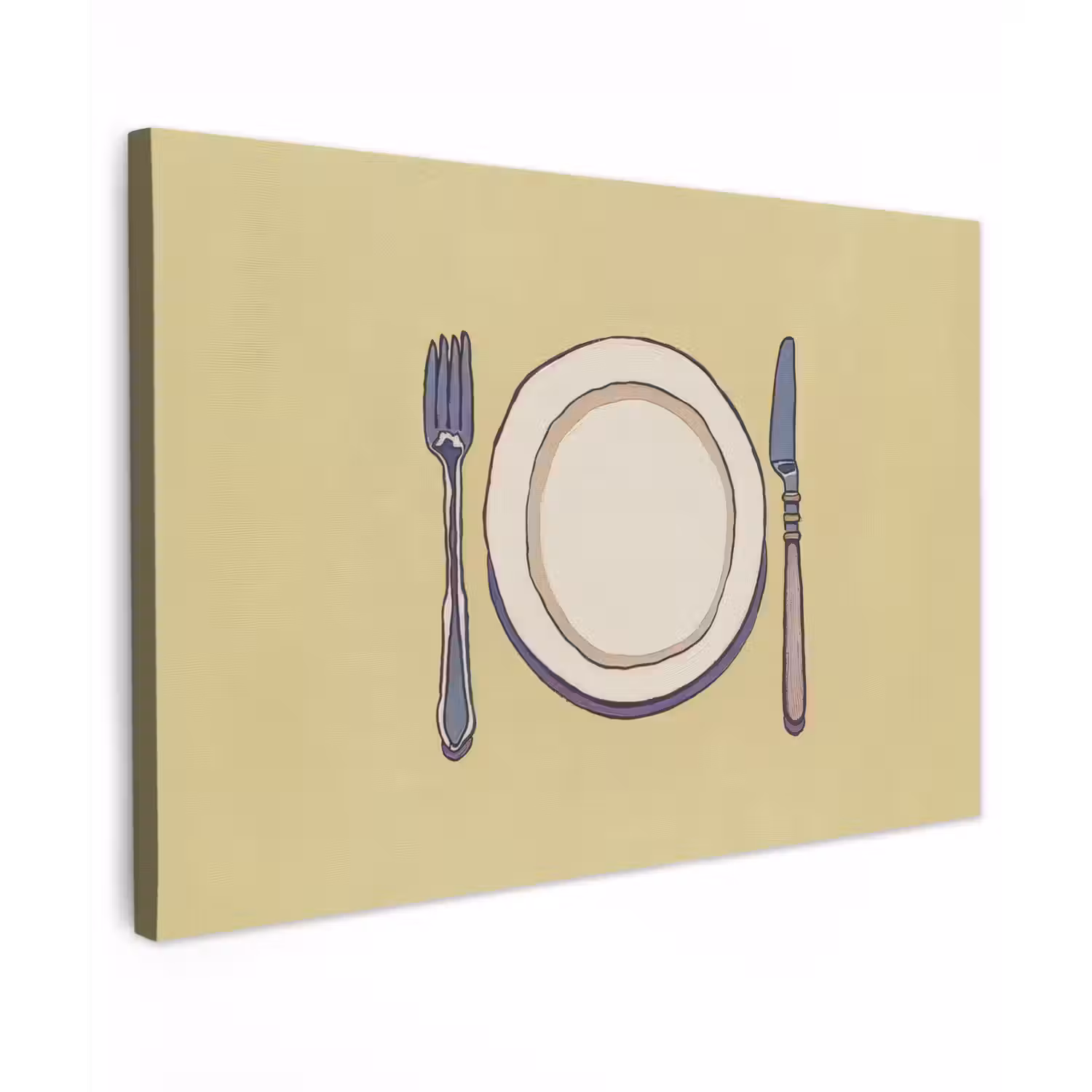 Illustratie - Bord - Bestek - Beige canvas 2cm klein -z3d