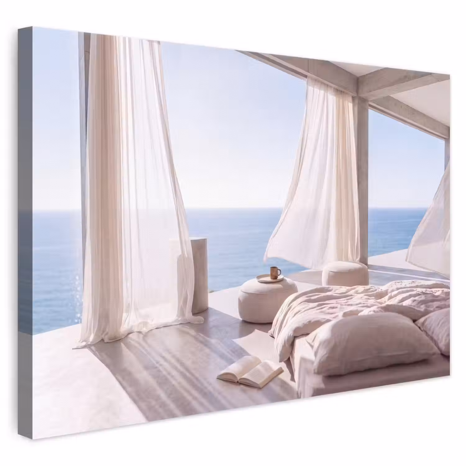 Interieur - Zeezicht - Modern - Rust - Beige canvas 2cm klein -3d