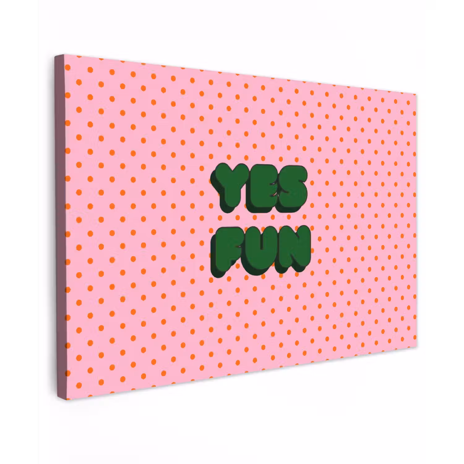 Yes fun - Groen - Roze - Stippen canvas 2cm klein -z3d