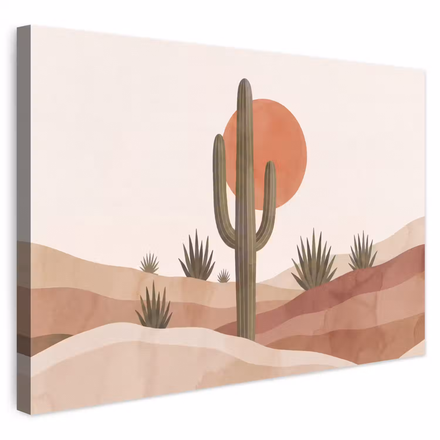 Cactus - Duinen - Modern - Landschap - Groen canvas 2cm klein -3d