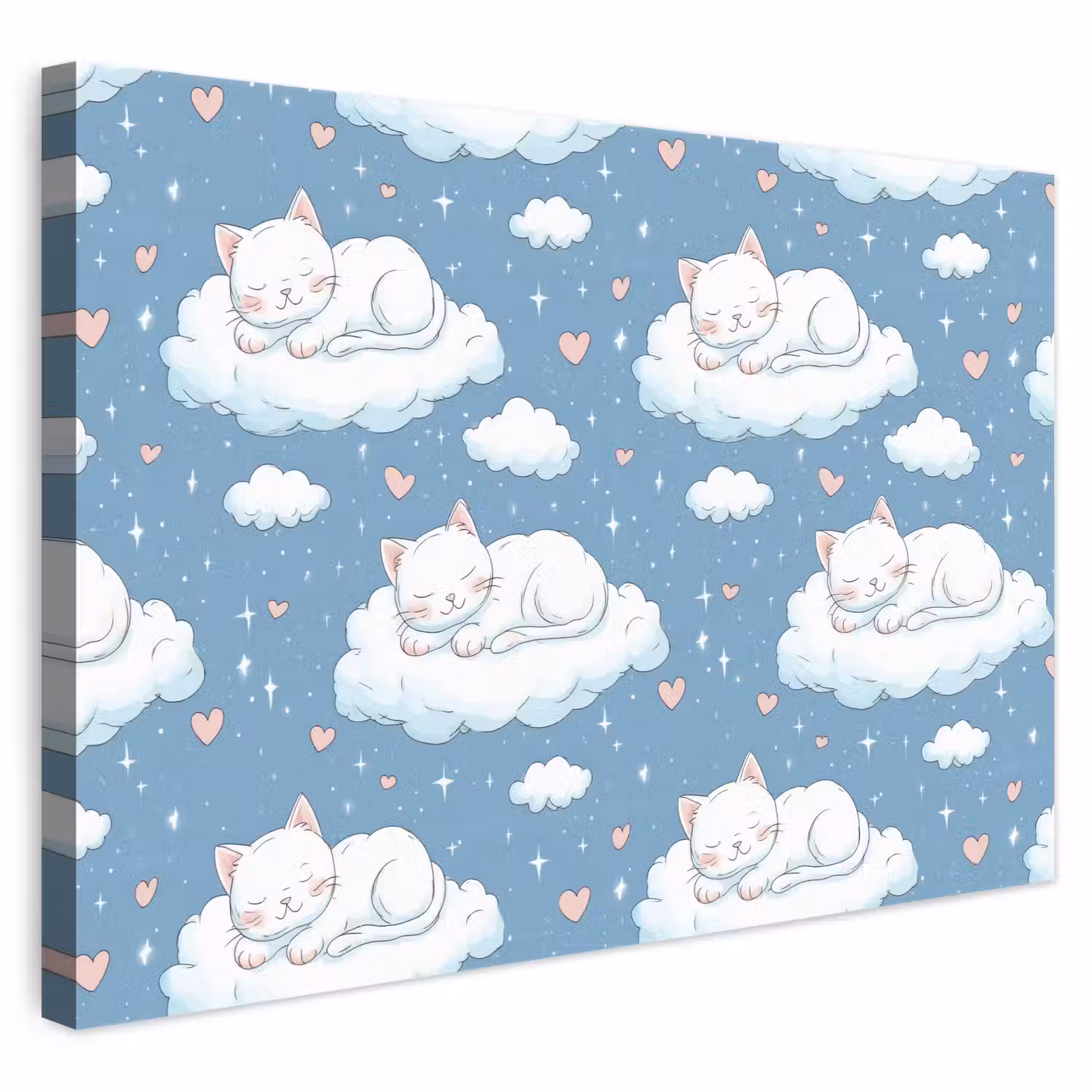 Kitten - Wolken - Blauw canvas 2cm klein 34 -3d