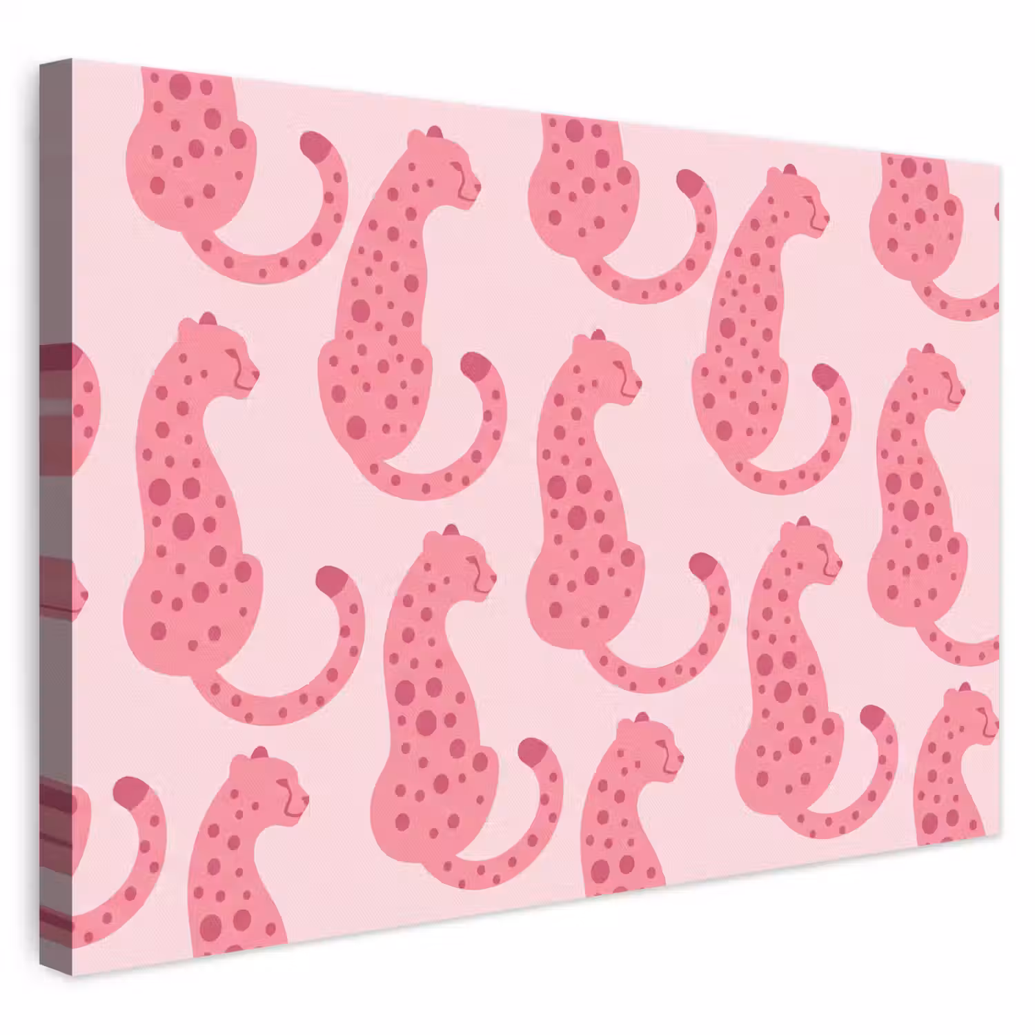 Kat - Gevlekt - Dieren - Patroon - Roze canvas 2cm klein -3d