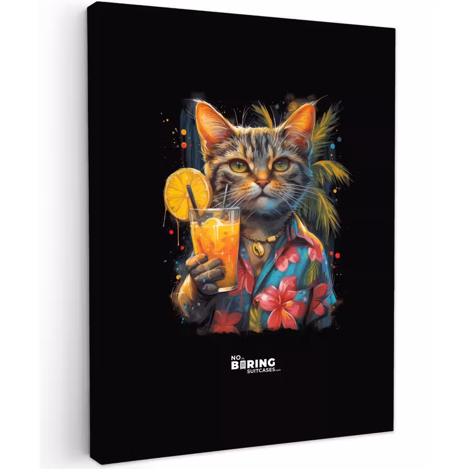 Kat in tropische street art stijl canvas 2cm klein -z3d