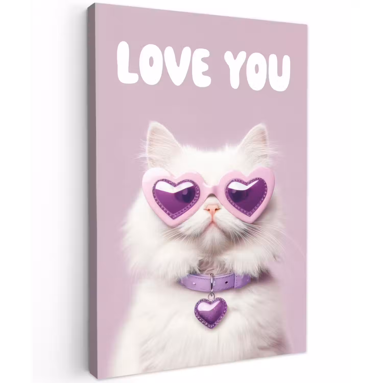 Kat - Love - Paars - Valentijn canvas 2cm klein -z3d