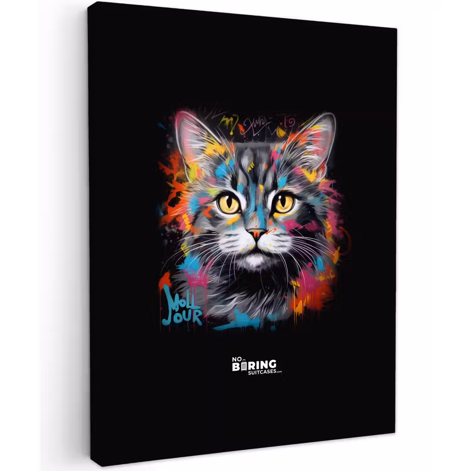 Kat met kleurrijke penseelstreken canvas 2cm klein -z3d