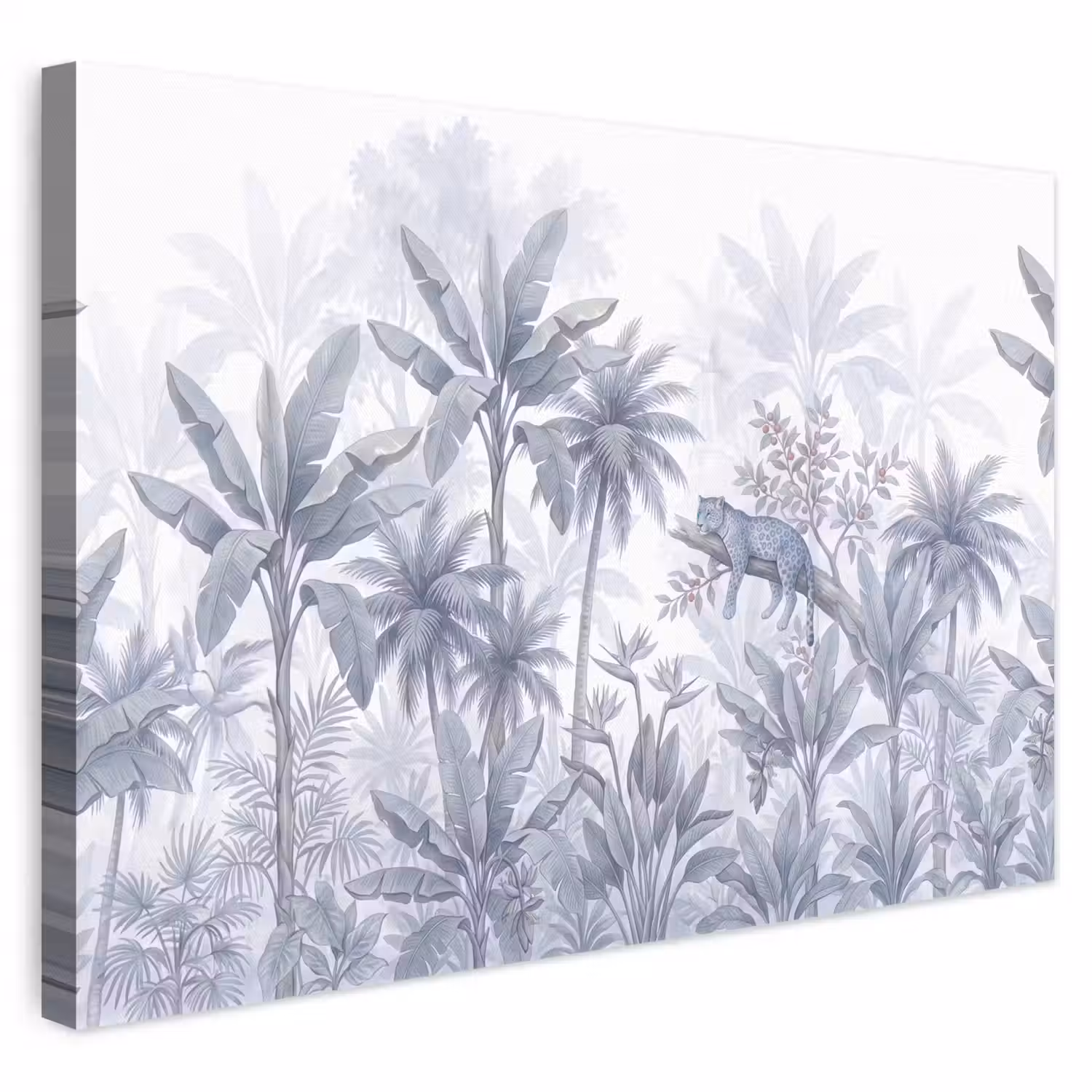 Kat - Tropisch bos - Modern - Grijs canvas 2cm klein -3d