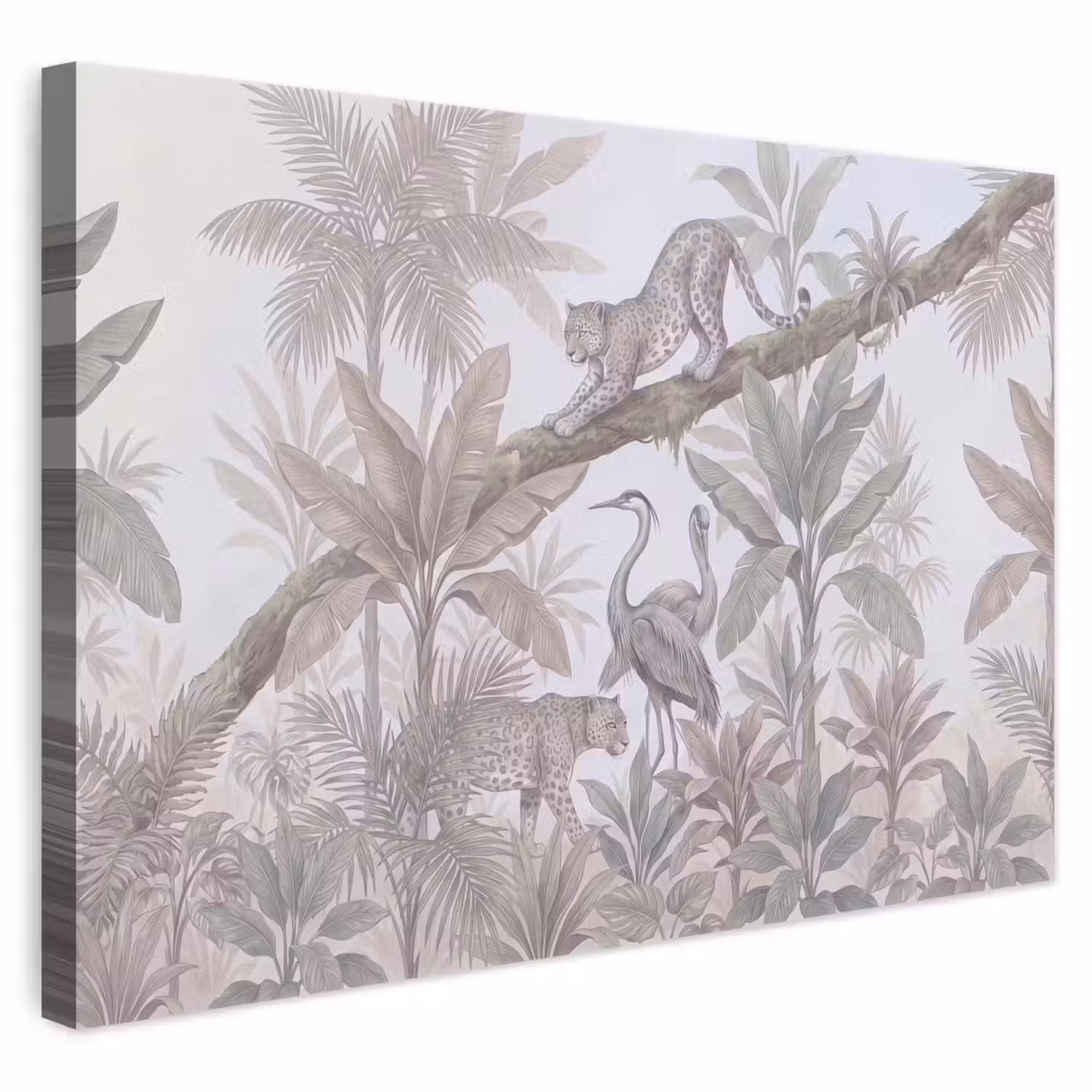 Kat - Vogel - Jungle - Illustratie - Dieren canvas 2cm klein -3d