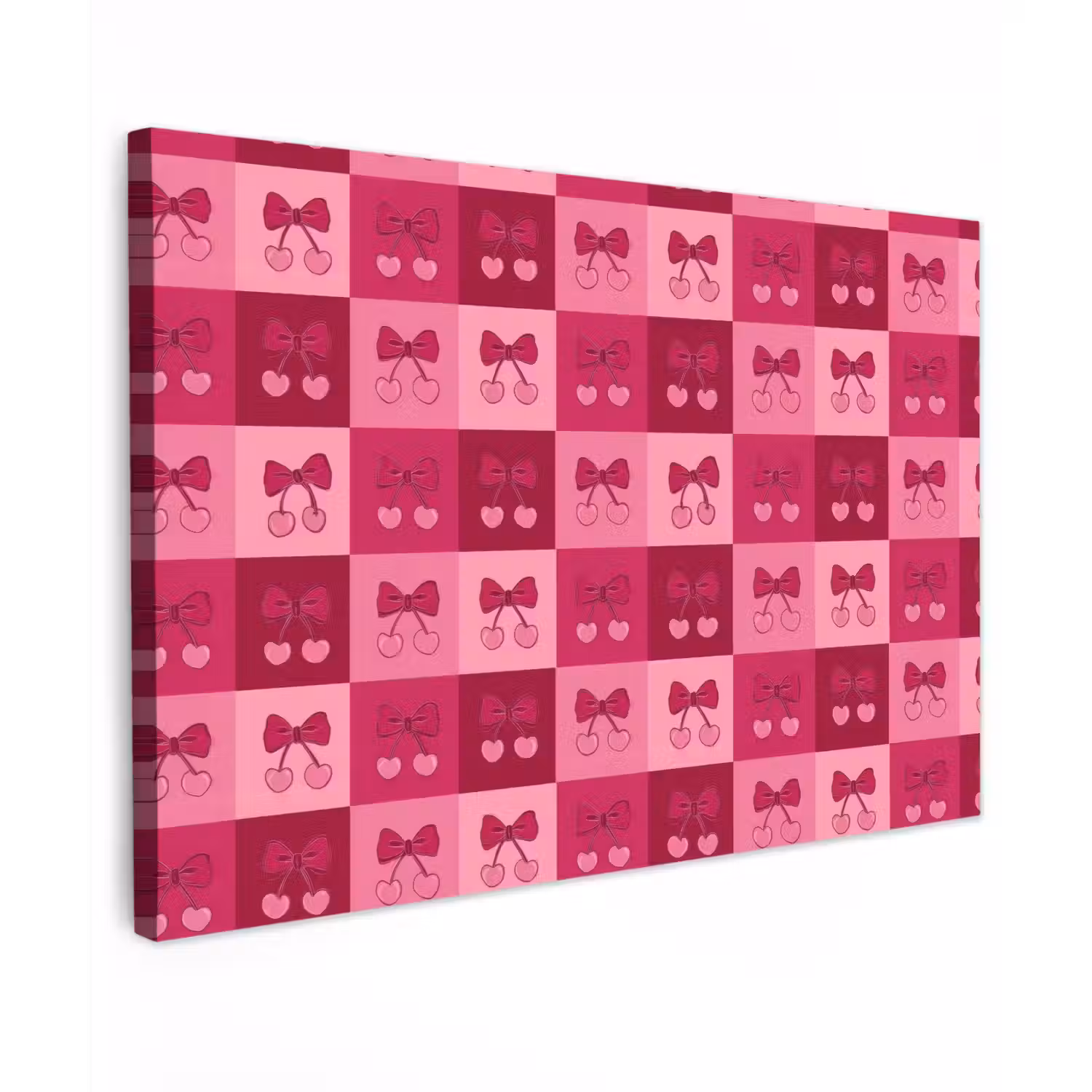Kersen - Strikjes - Speels - Roze - Bordeaux canvas 2cm klein 34 -z3d