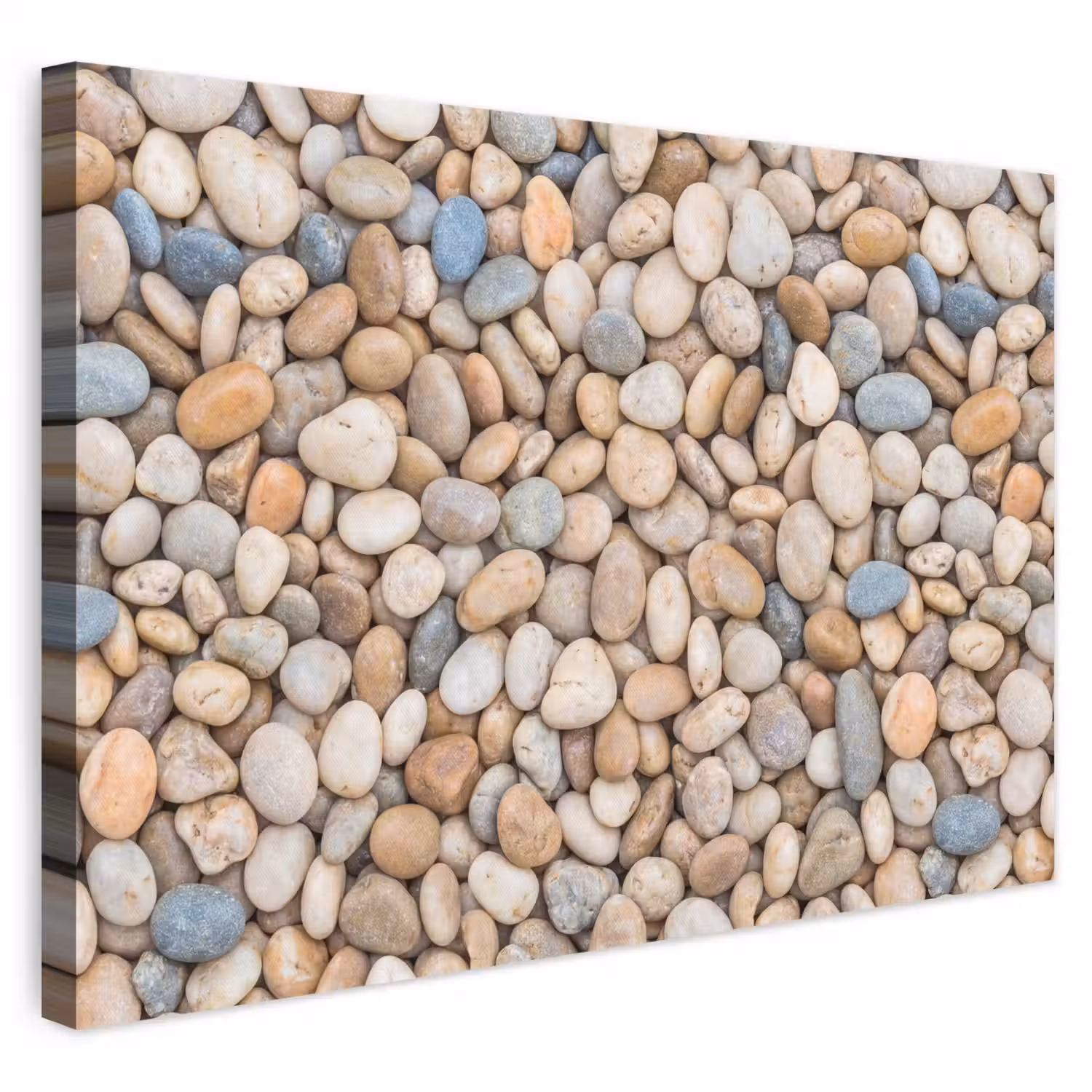Kiezelstenen - Natuur - Textuur - Beige - Grijs canvas 2cm klein -3d
