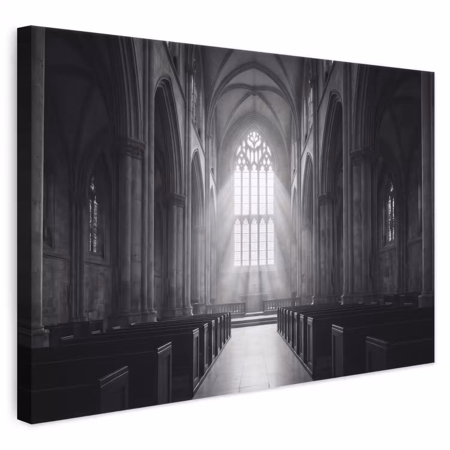 Kerk - Interieur - Lichtstralen - Architectuur - Klassiek canvas 2cm klein -3d