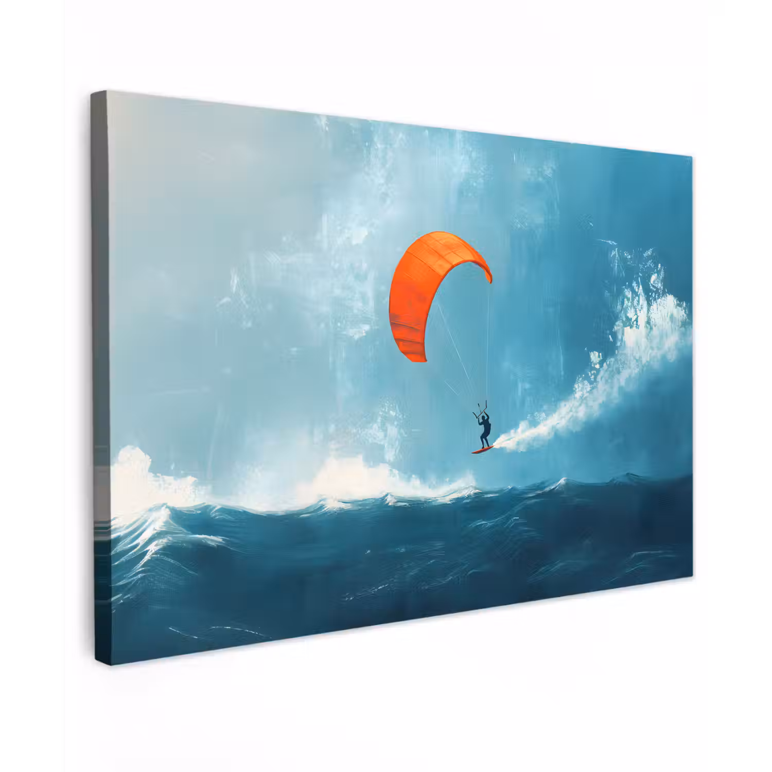 Kitesurfer - Oranje - Zee - Lucht canvas 2cm klein -z3d