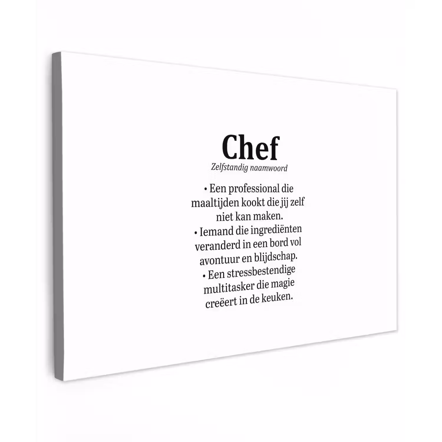 Kok - Definitie - Chef - Koken - Keuken - Spreuken - Woordenboek canvas 2cm klein -z3d