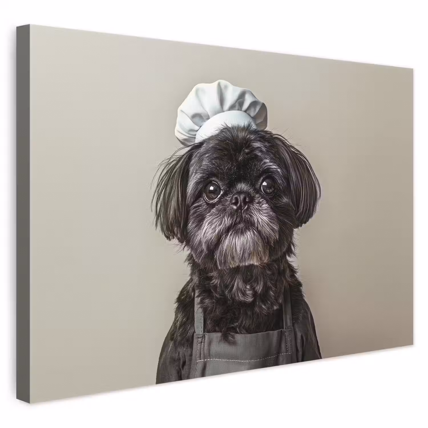 Kokskleding - Zwart - Hondje canvas 2cm klein -3d