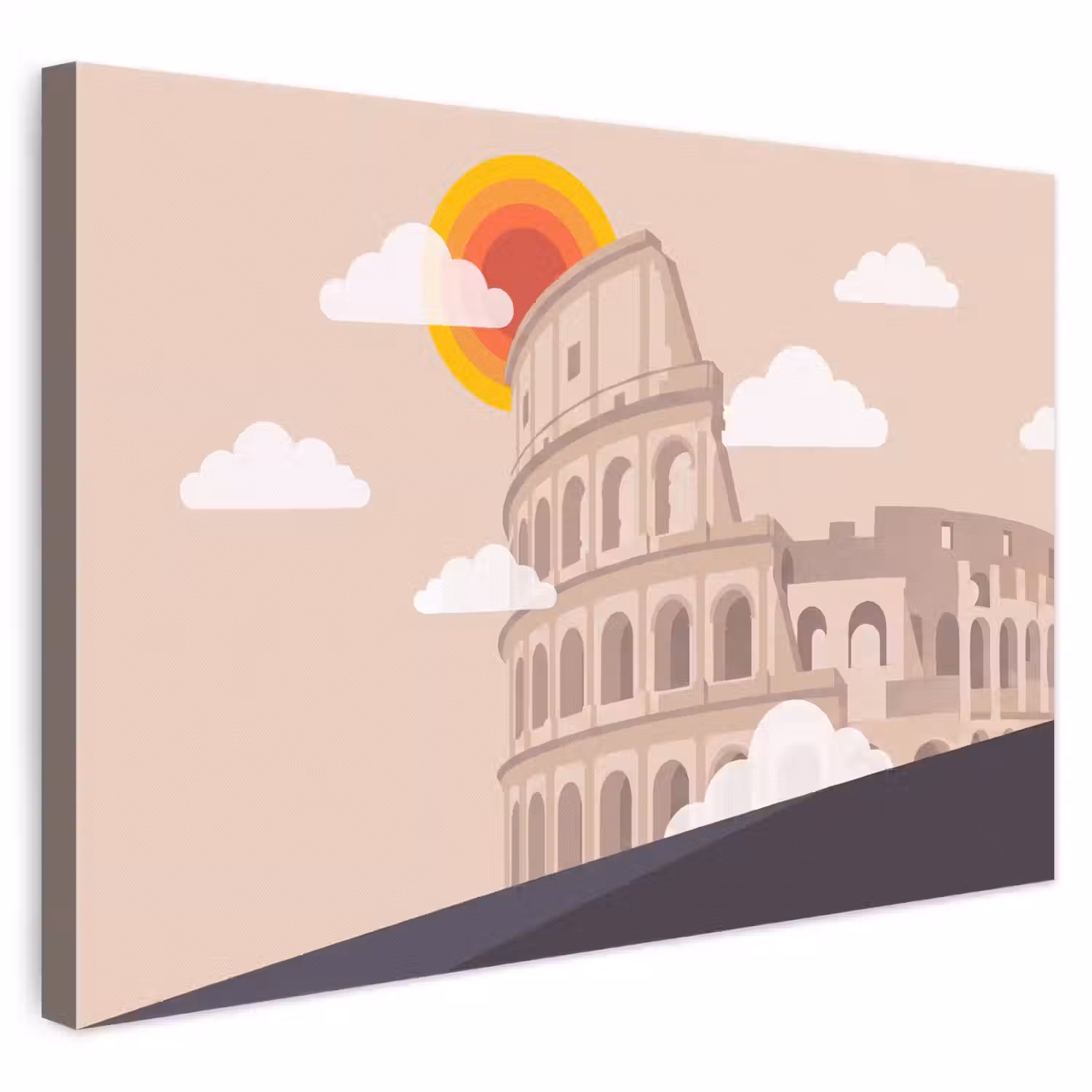 Colosseum - Zonsopgang - Rome - Architectuur - Beige canvas 2cm klein -3d