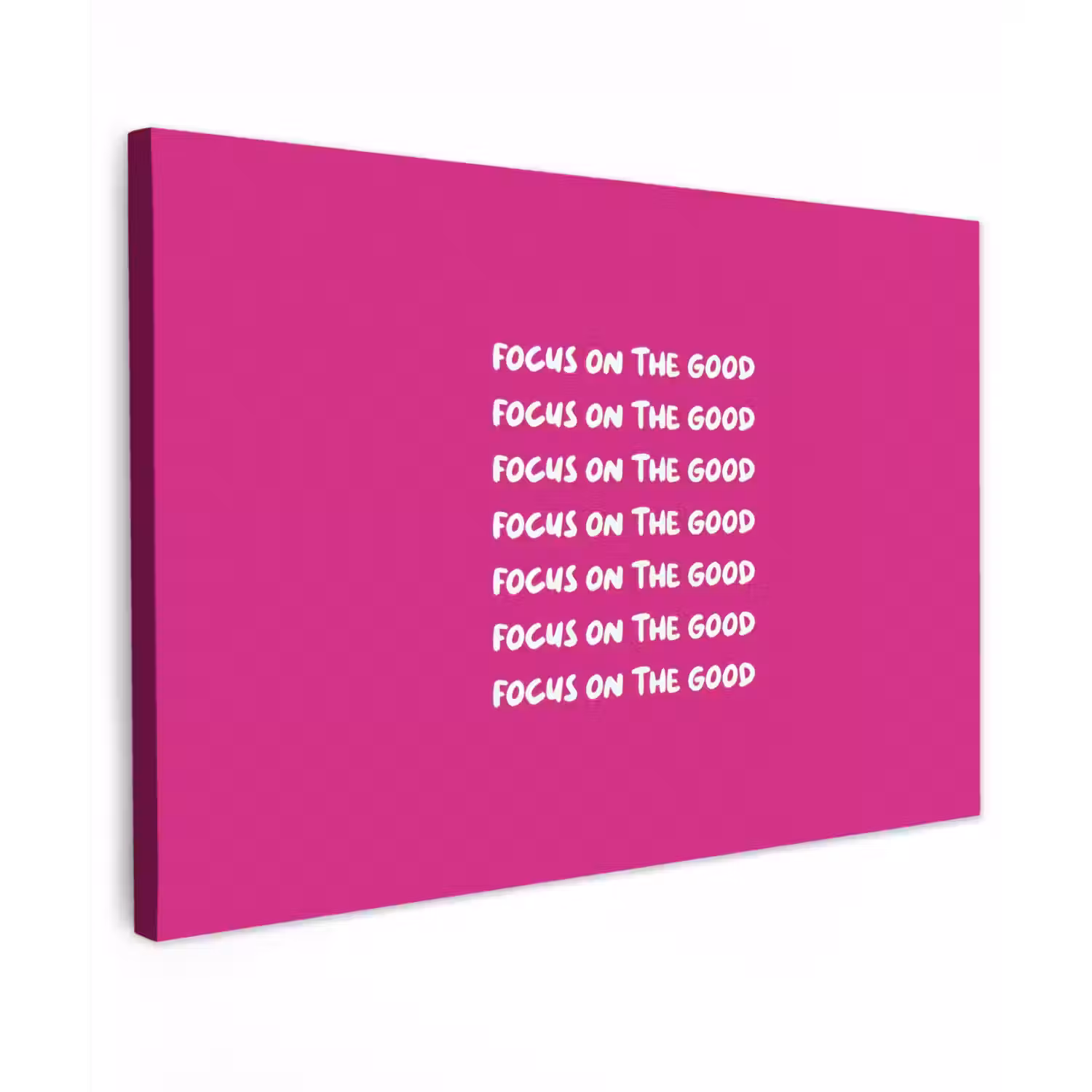 Focus on the good - Roze - wit canvas 2cm klein -z3d