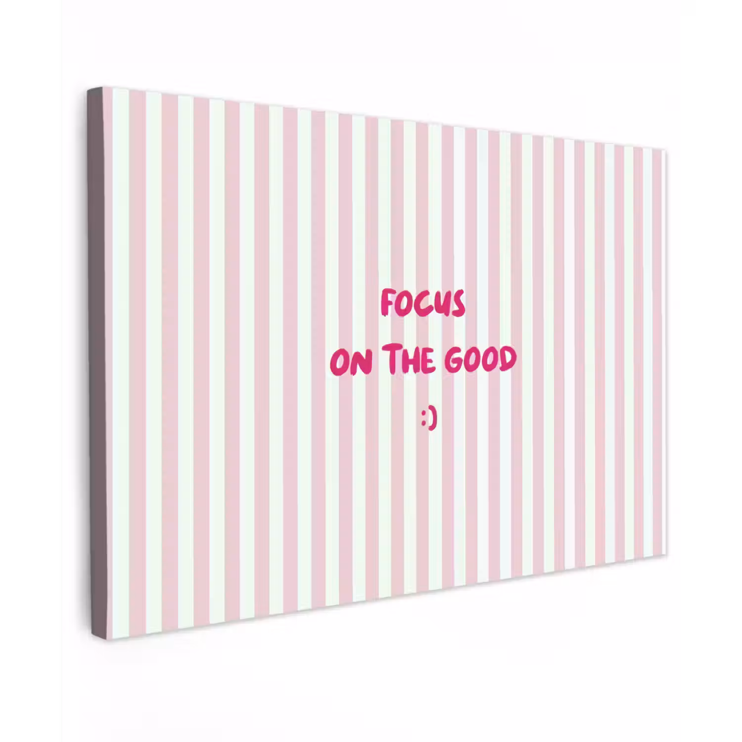 Focus on the good - Strepen - Roze - Smiley canvas 2cm klein -z3d