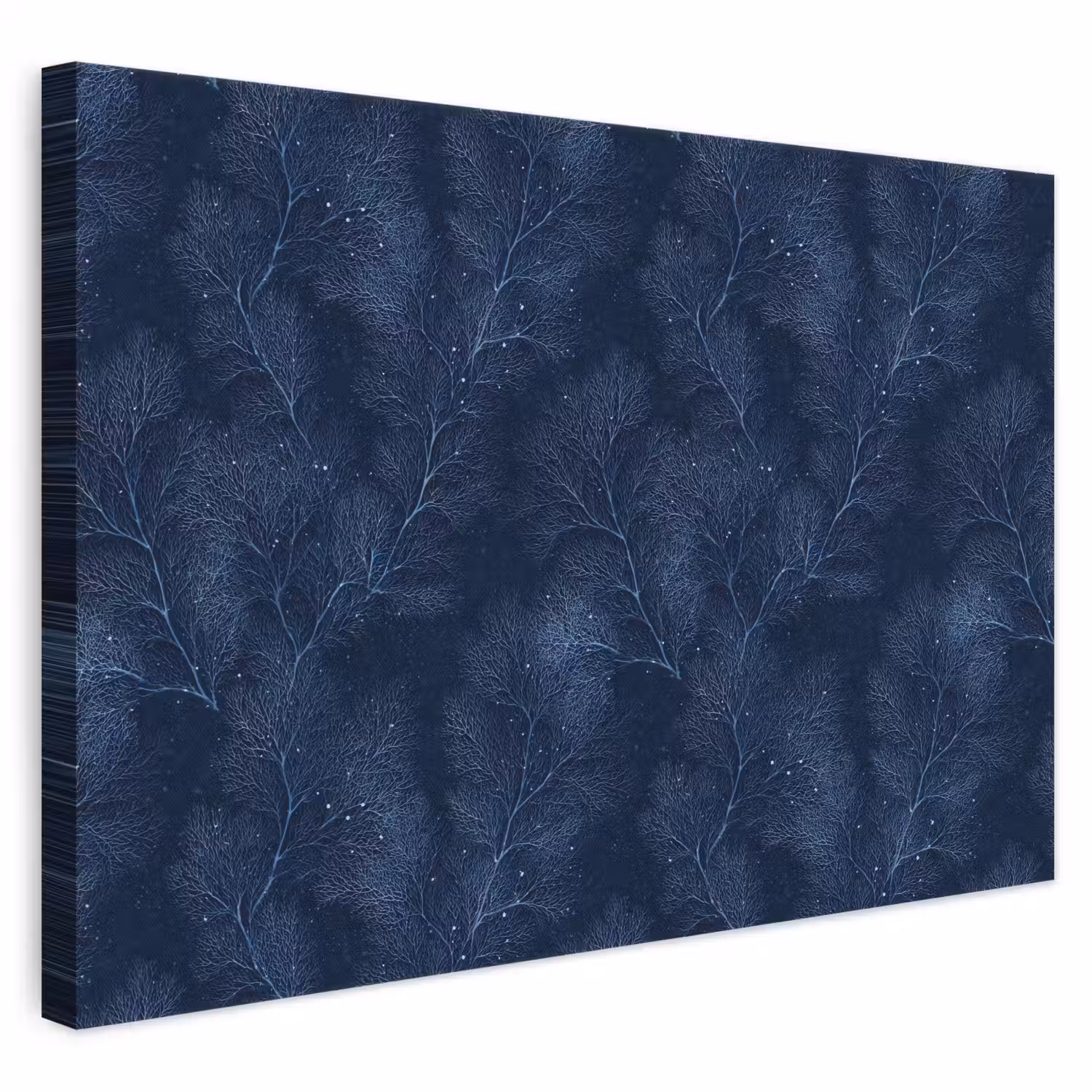 Koraal - Takken - Patroon - Nachtblauw canvas 2cm klein 34 -3d