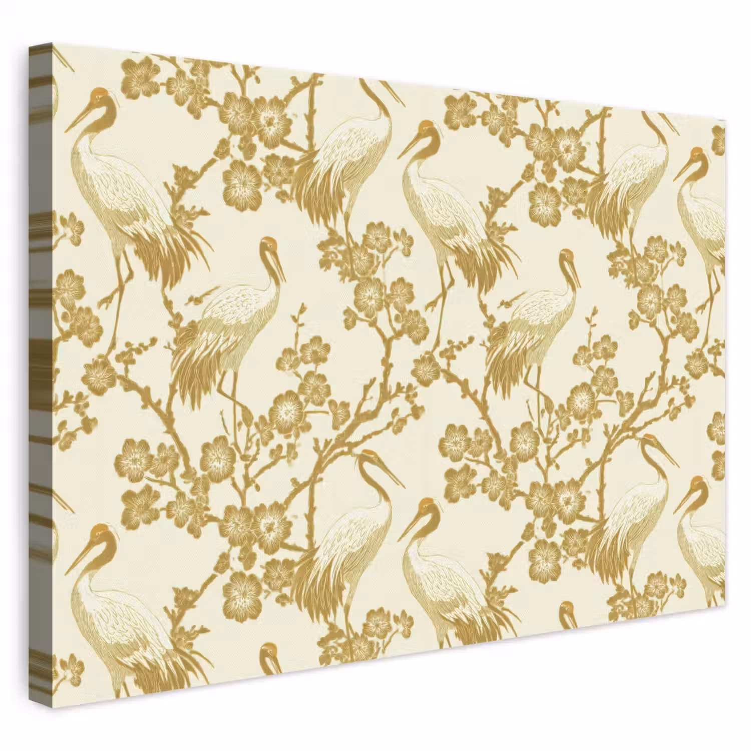 Kraanvogels - Kersenbloesem - Goud canvas 2cm klein 34 -3d