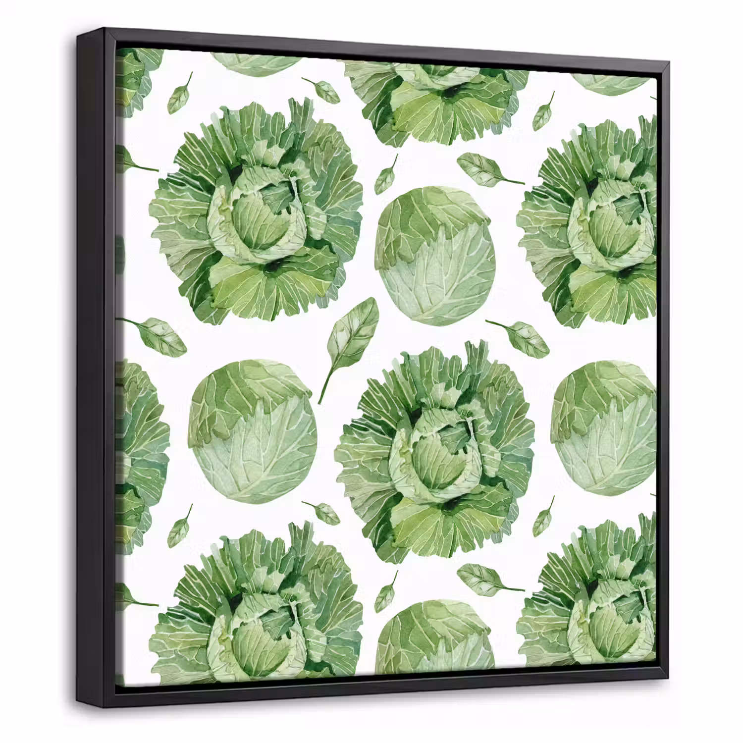 Kool - Bladgroen - Wit - Patroon Canvas met baklijst klein 1124 -threedimensional_3d_global