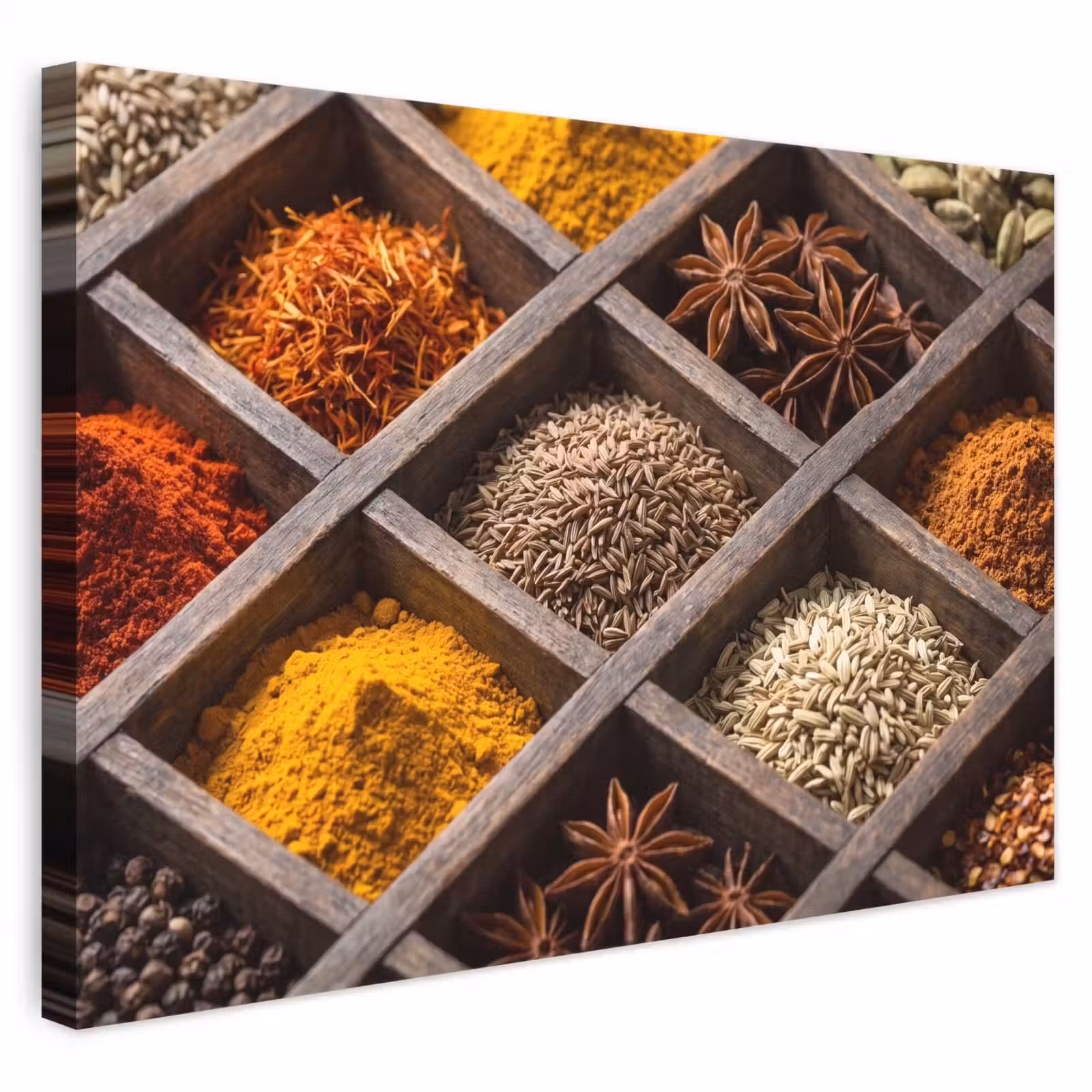 Leinwandbild - Kräuter – Holz – Essen - Kruiden - Houten - Eten canvas 2cm klein