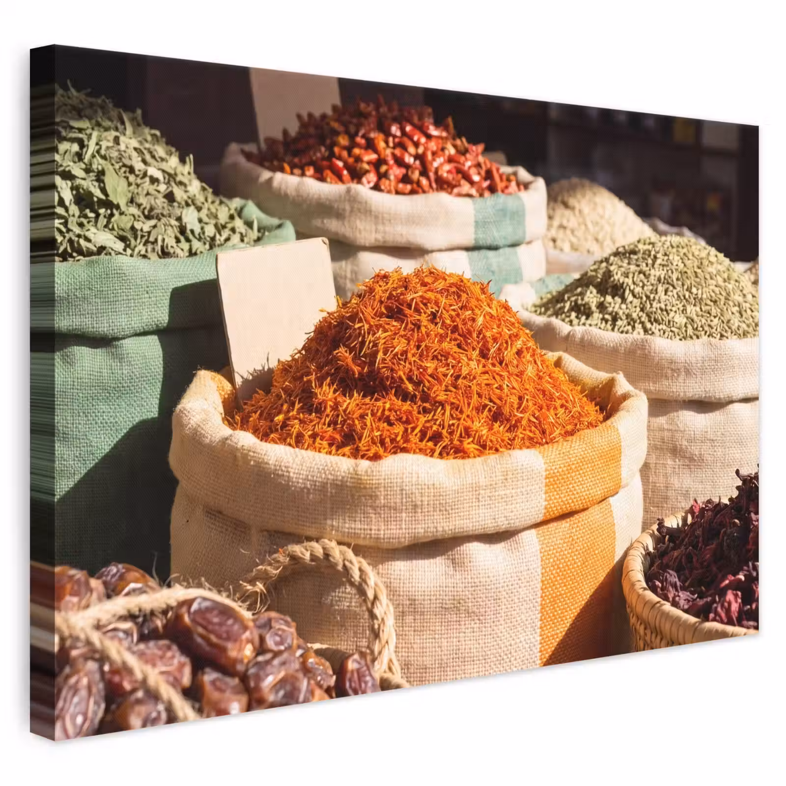 Leinwandbild - Kräuter – Markt – Farbenfroh - Kruiden - Markt - Kleurrijk canvas 2cm klein