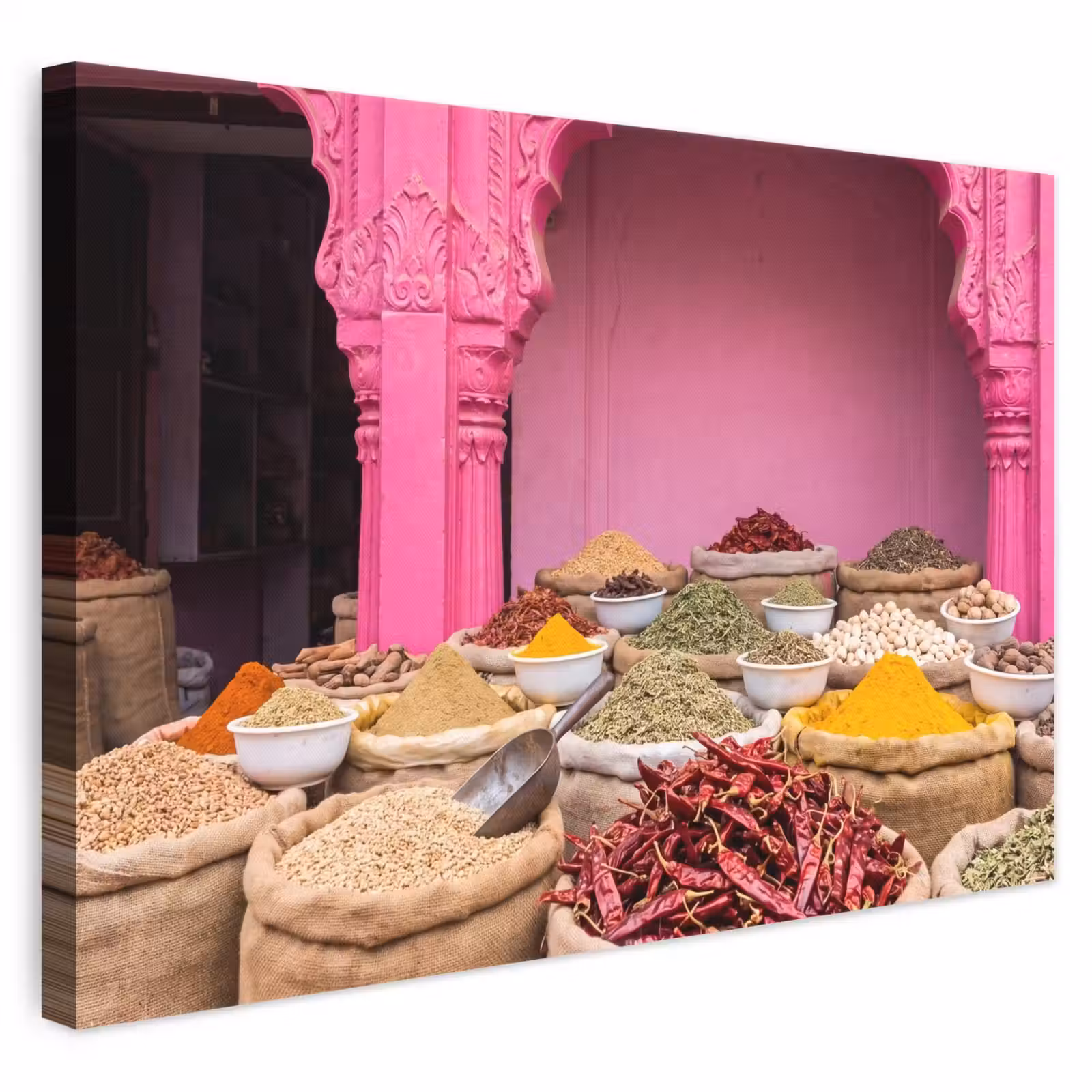 Leinwandbild - Kräuter – Markt – Rosa - Kruiden - Markt - Roze canvas 2cm klein