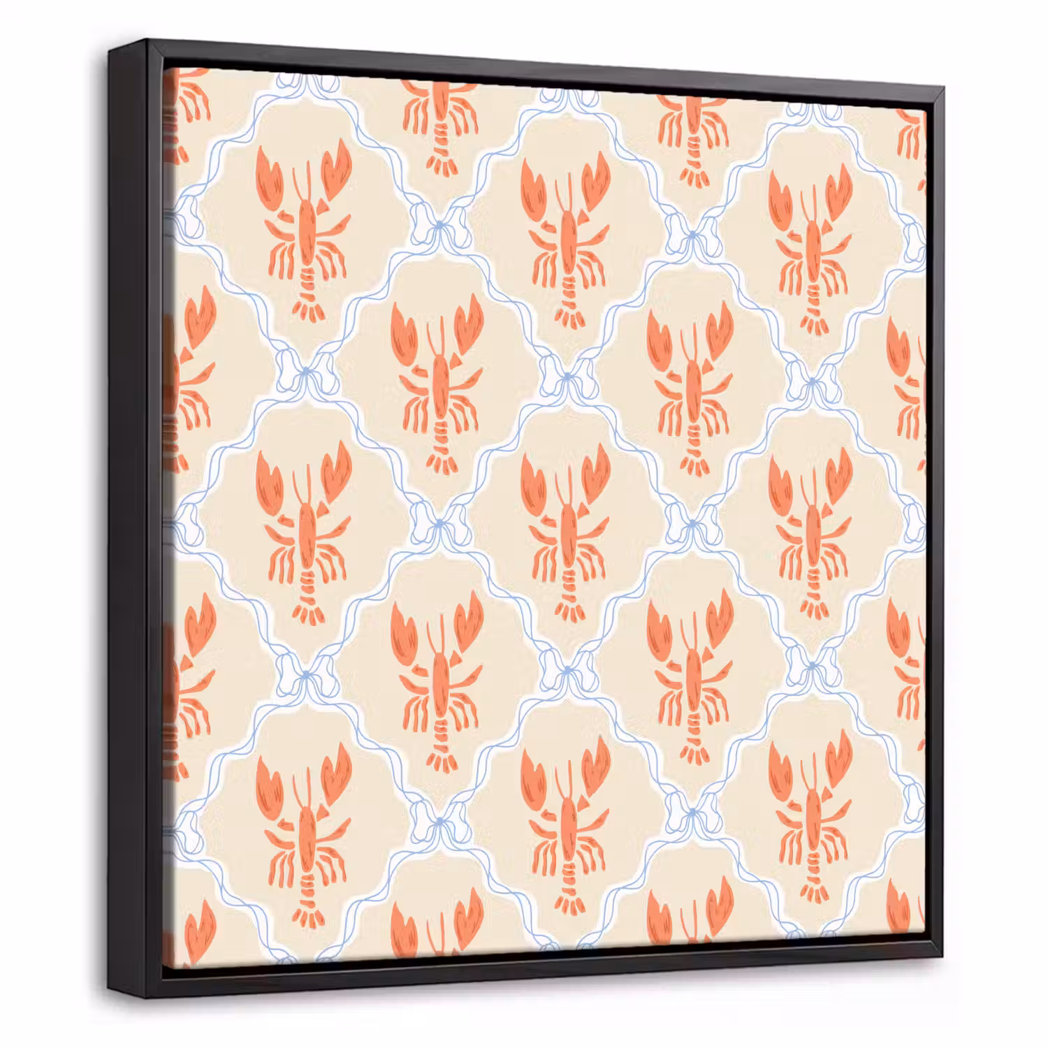 Kreeft - Geel - Patroon Canvas met baklijst klein 1124 -threedimensional_3d_global