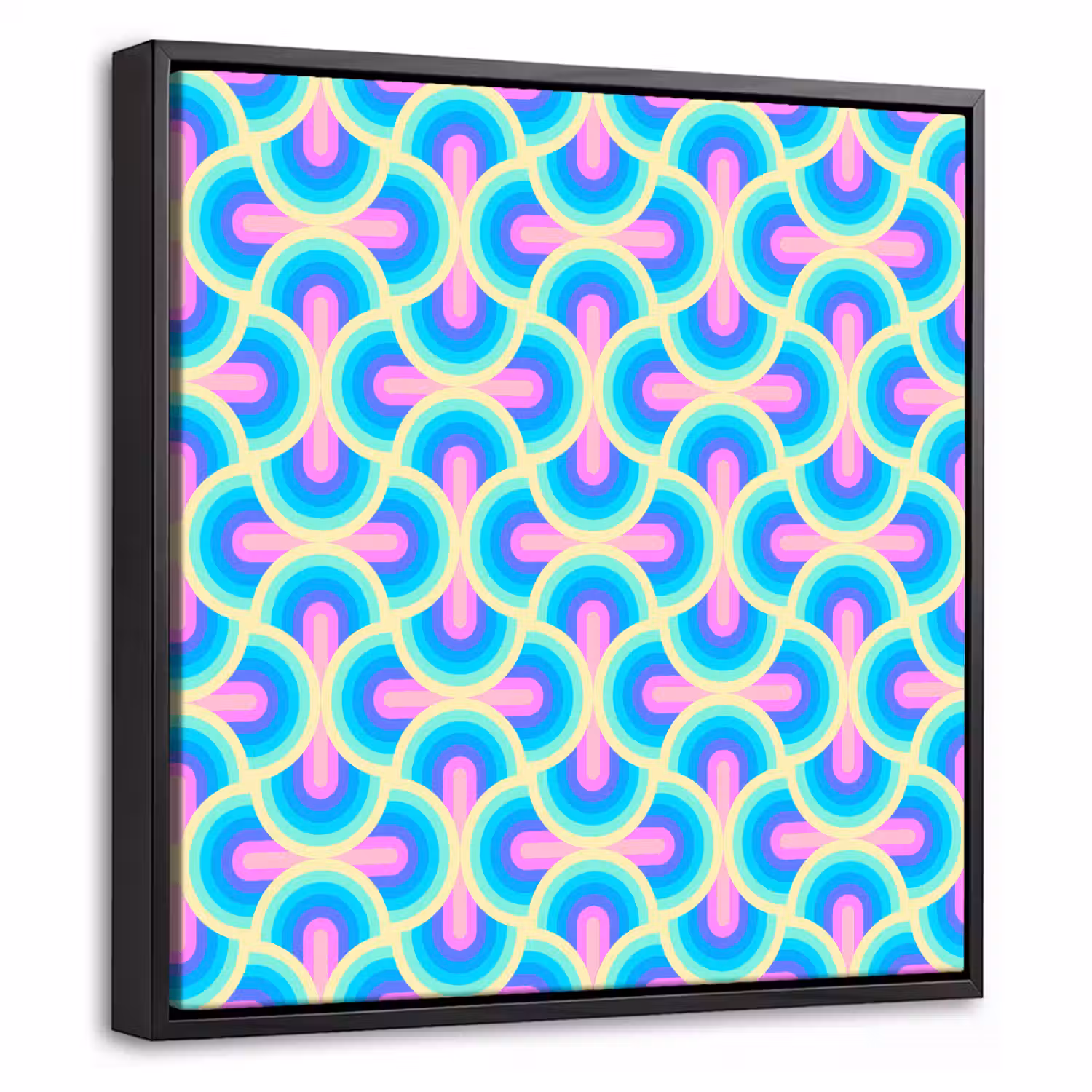 Cirkels - Neon - Bogen Canvas met baklijst klein 1124 -threedimensional_3d_global
