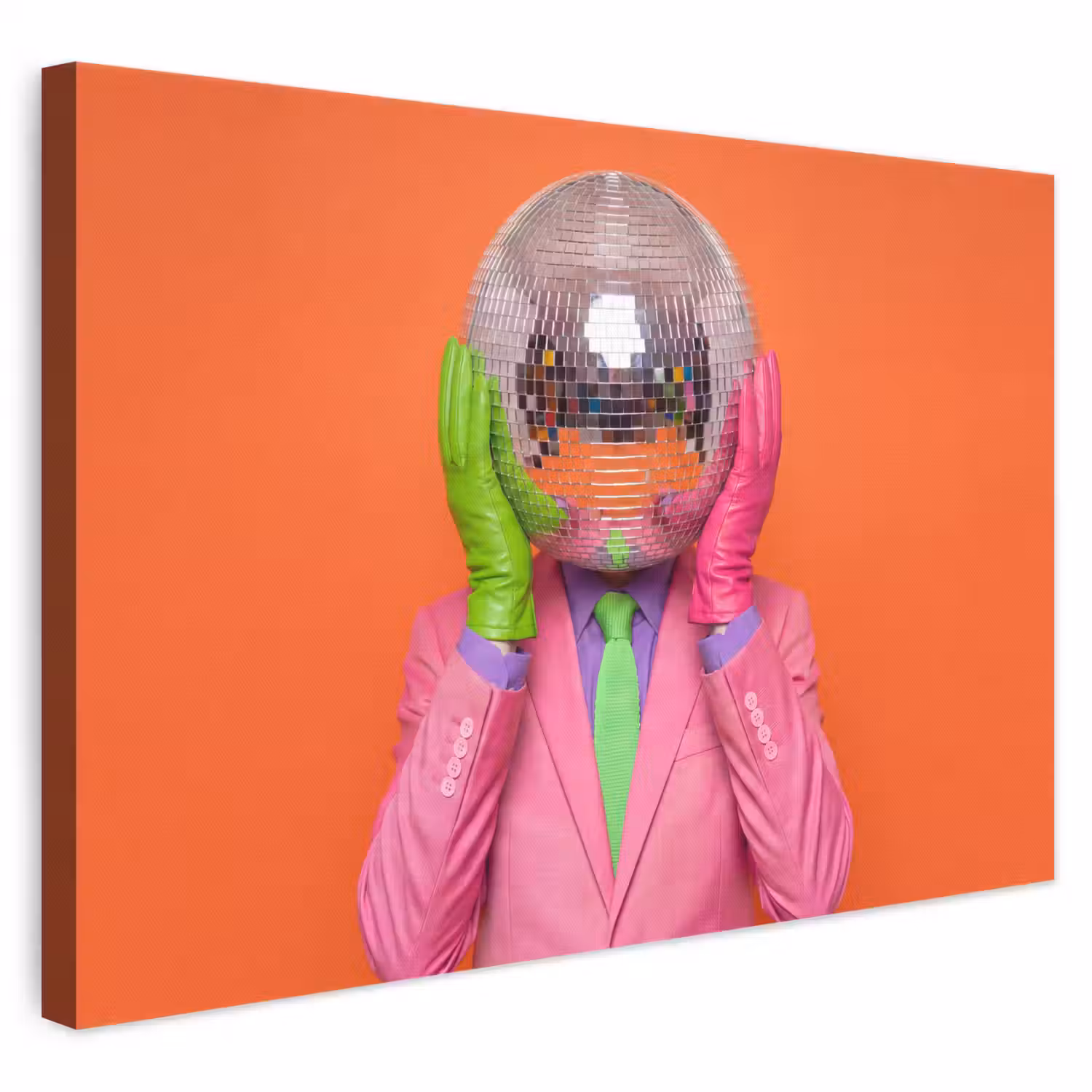 Kunst - Disco bal - Kleurrijk - Modern - Studio canvas 2cm klein -3d