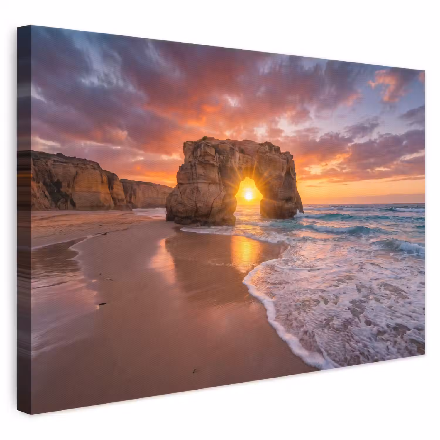 Kust - Rots - Zonsondergang - Zee - Natuur canvas 2cm klein -3d