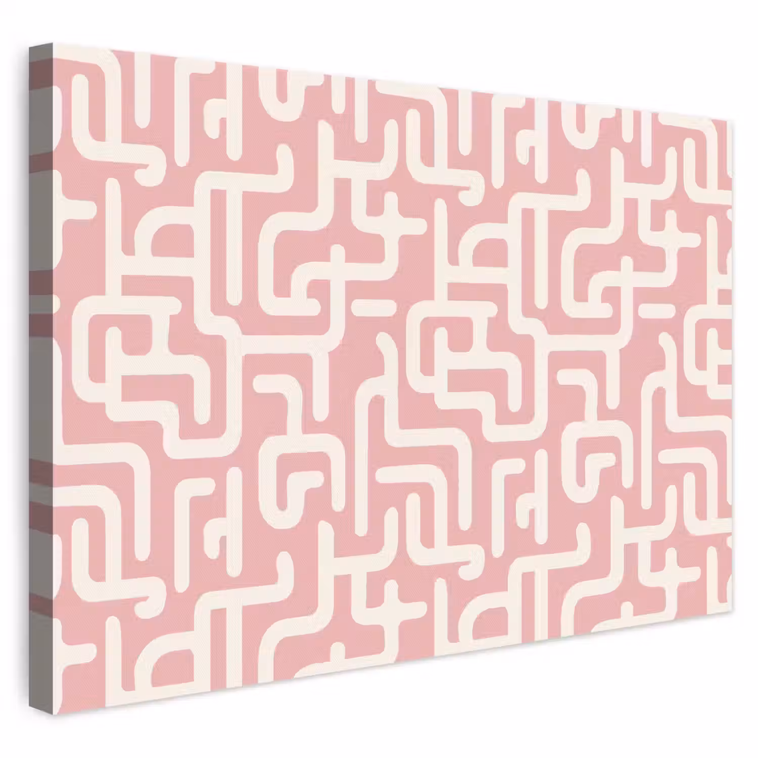 Doolhofpatroon - Roze - Wit - Abstract canvas 2cm klein 34 -3d