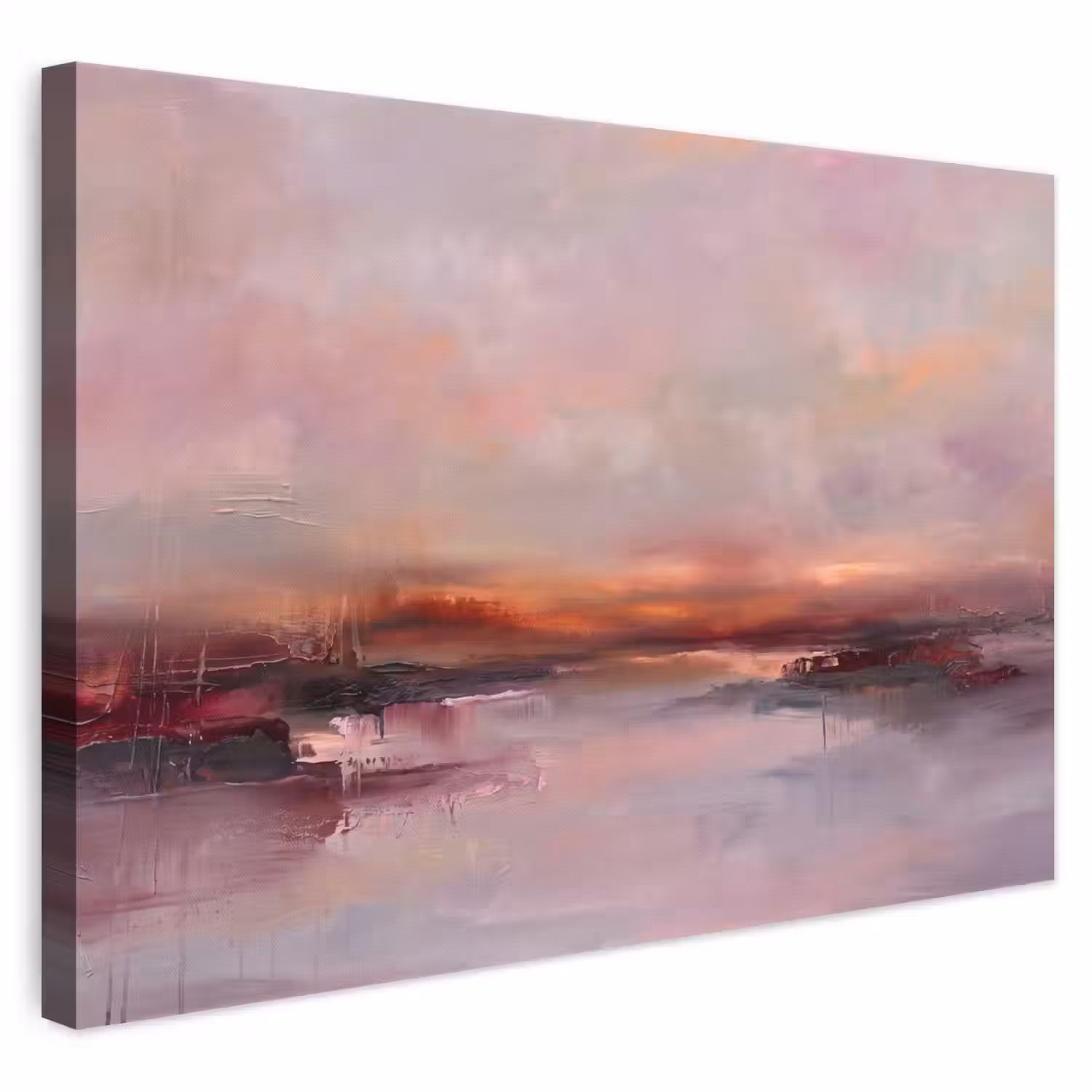Landschap - Zonsondergang - Abstract - Modern - Roze canvas 2cm klein -3d