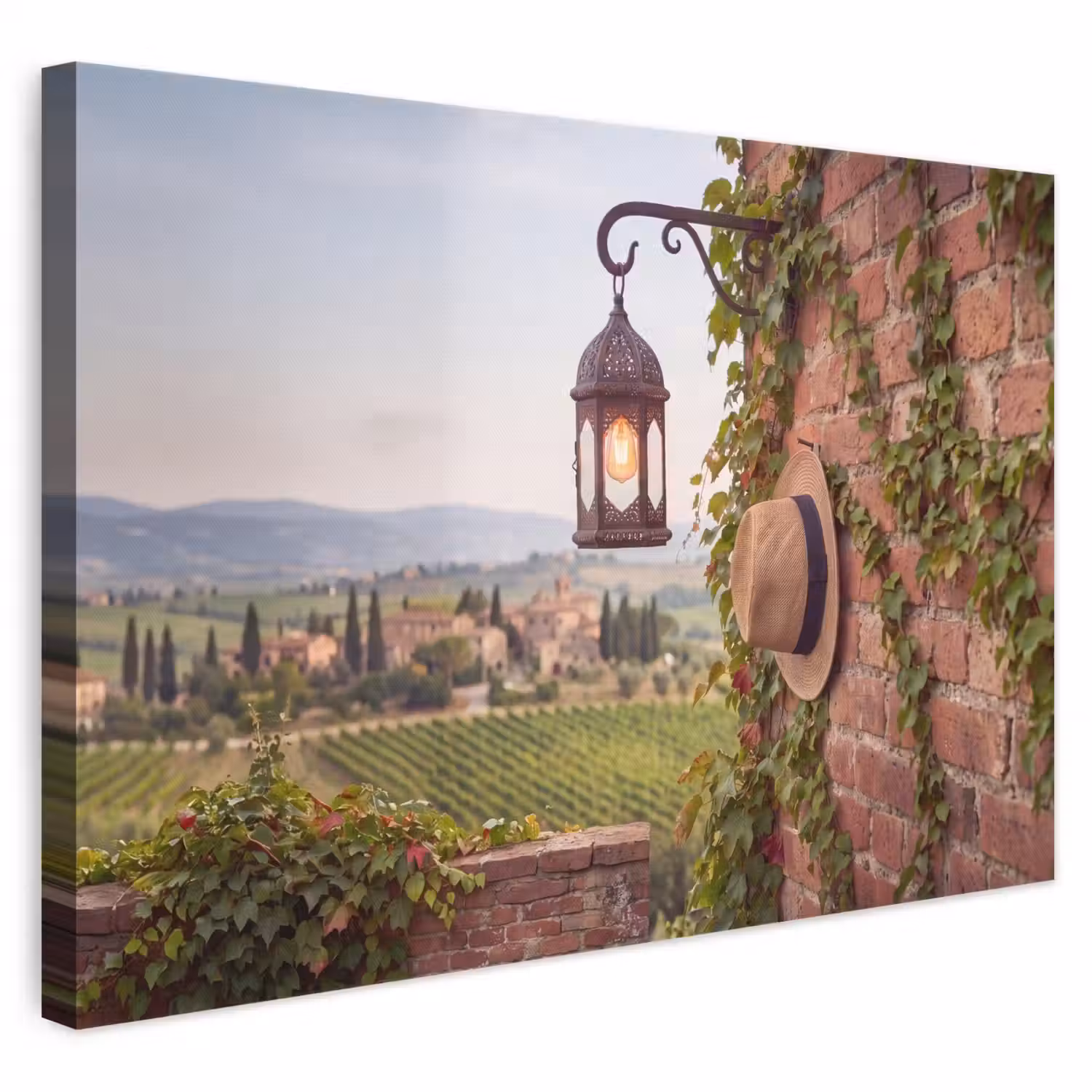 Lantaarn - Wijngaard - Landschap - Italiaans canvas 2cm klein -3d