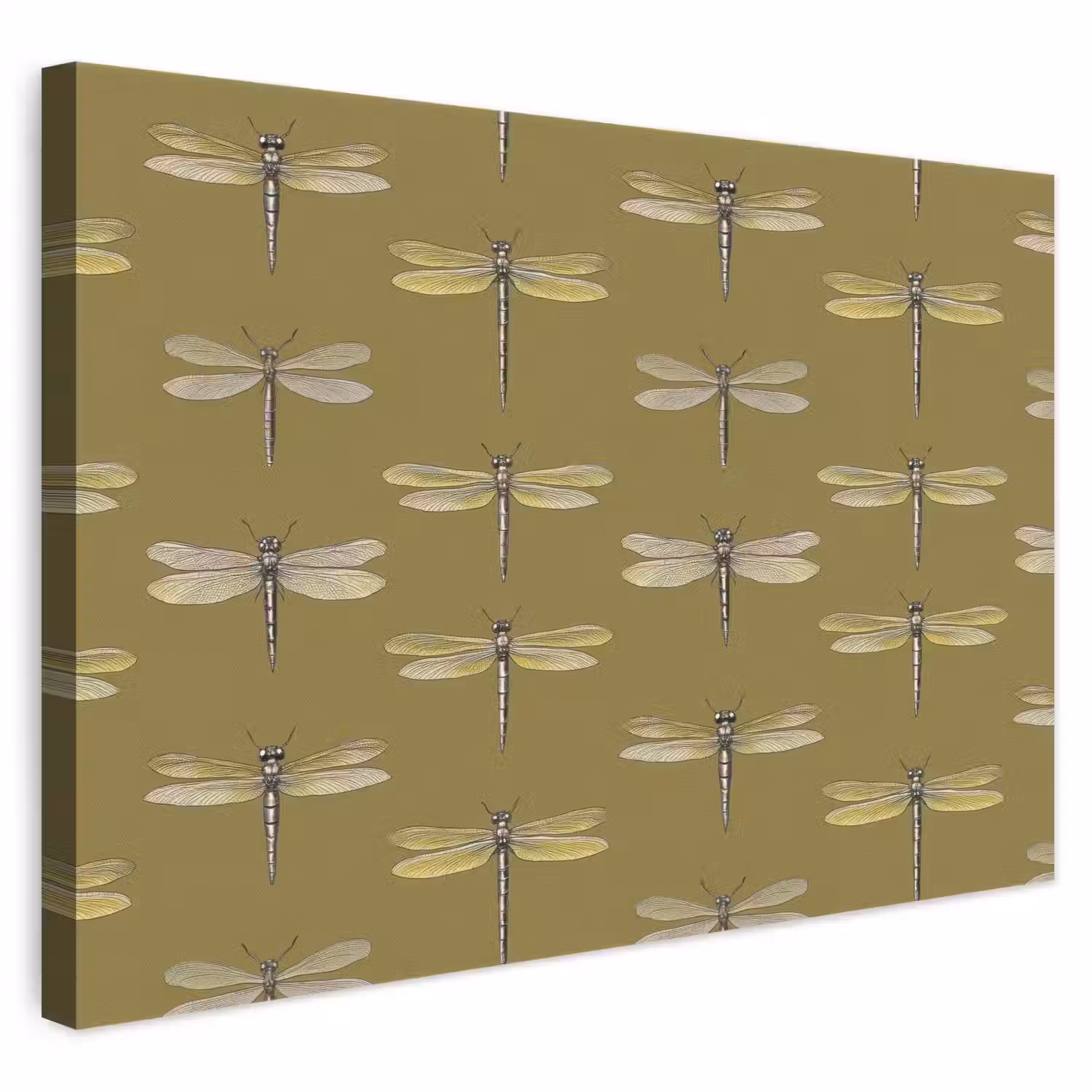 Libellen - Patroon - Groen canvas 2cm klein 34 -3d