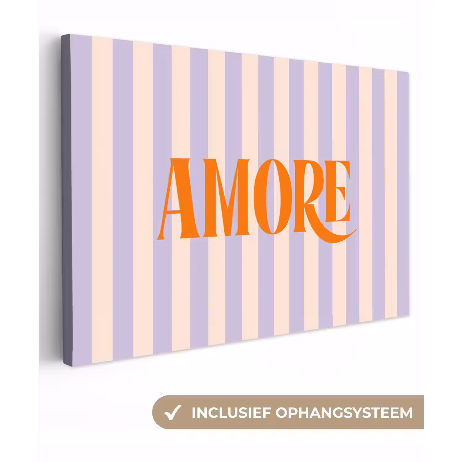 Lila - Oranje - Strepen - Amore canvas 2cm klein -3d